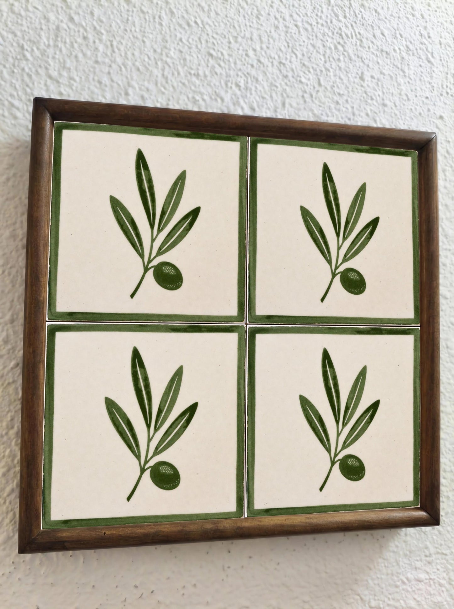 Olive Branch Framed — Nature Motif Décor Decorative Tile