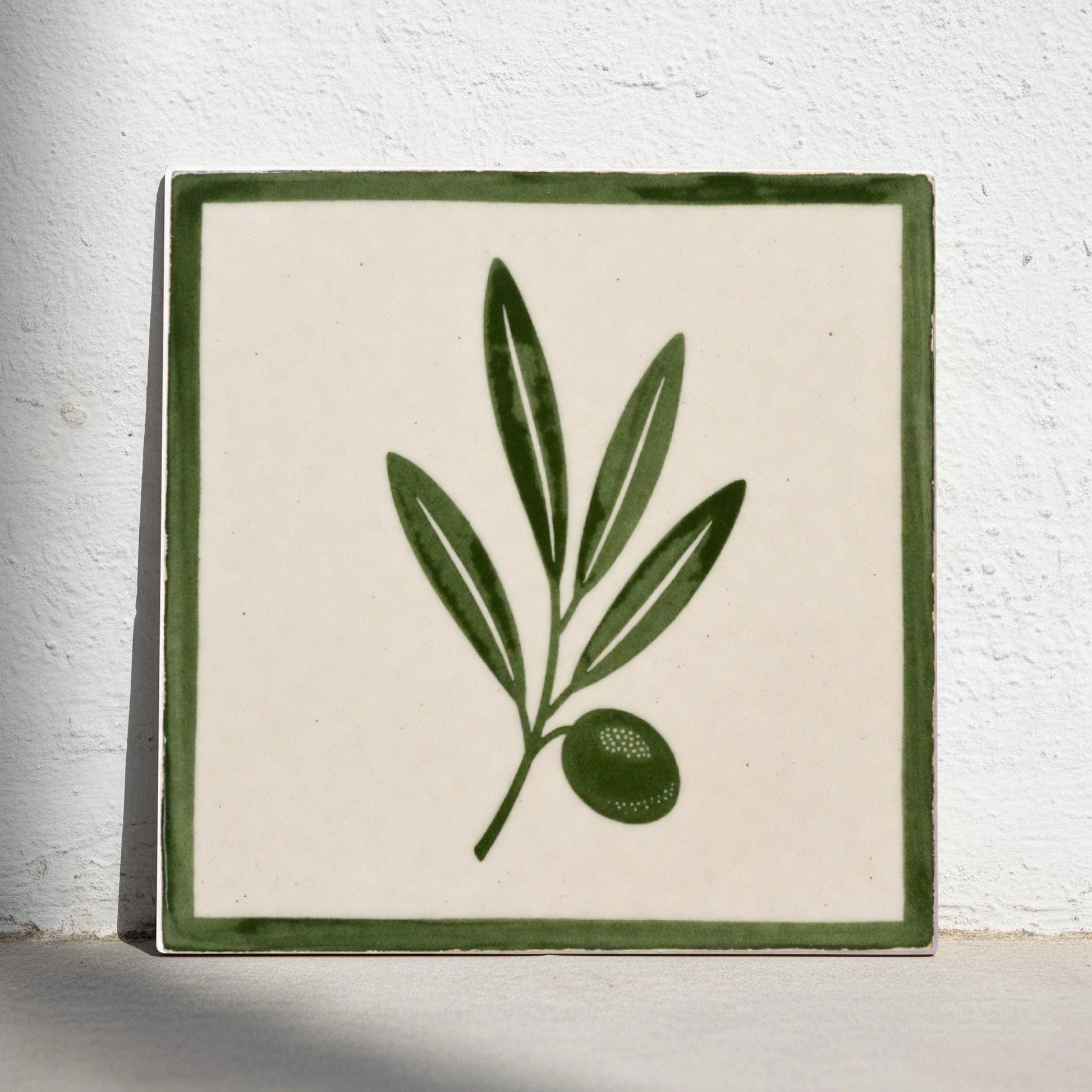 Olive Branch Framed — Nature Motif Décor Decorative Tile