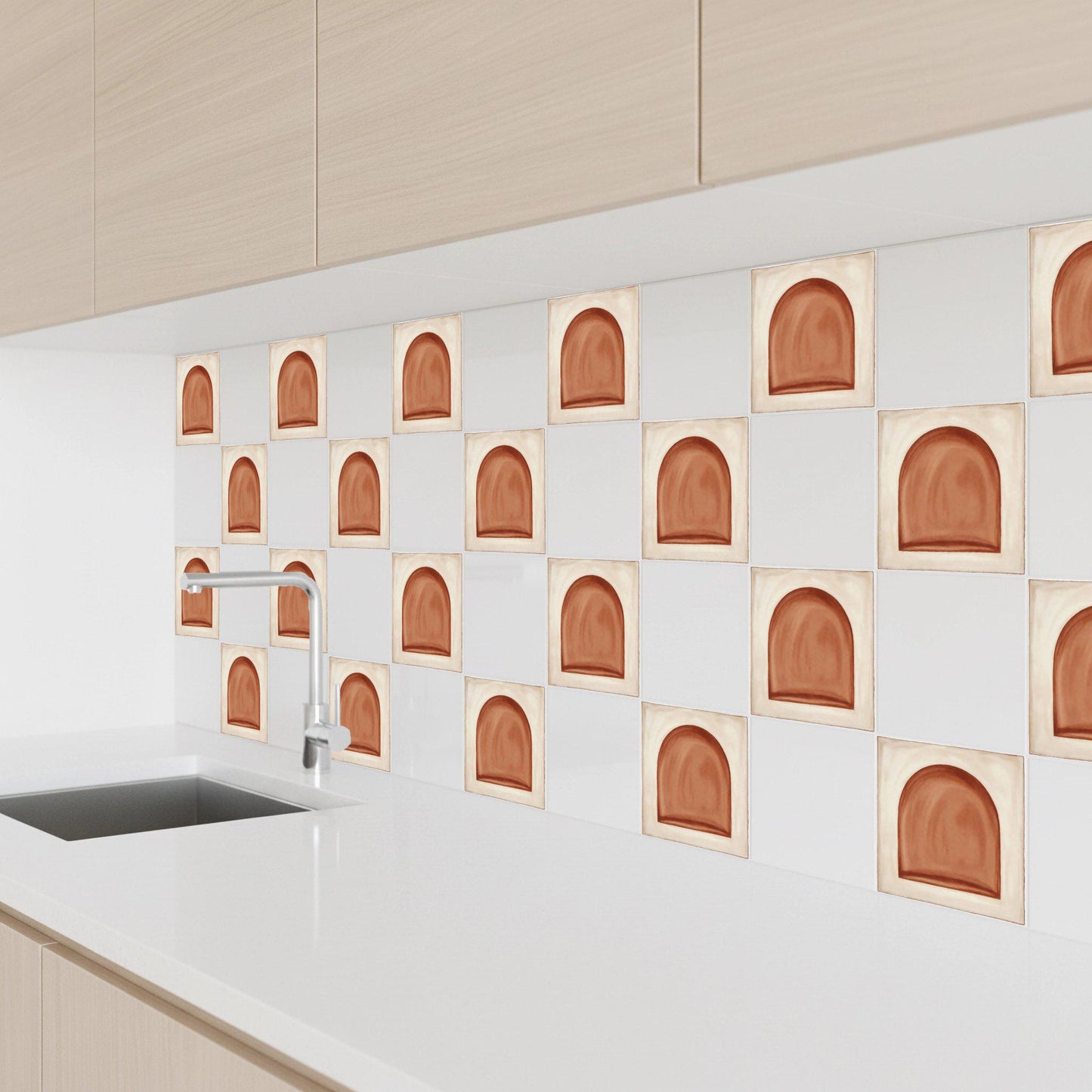 Azulejo-Fliese Terrakotta Stil Bogen Minimalistisch — Mediterraner Stil