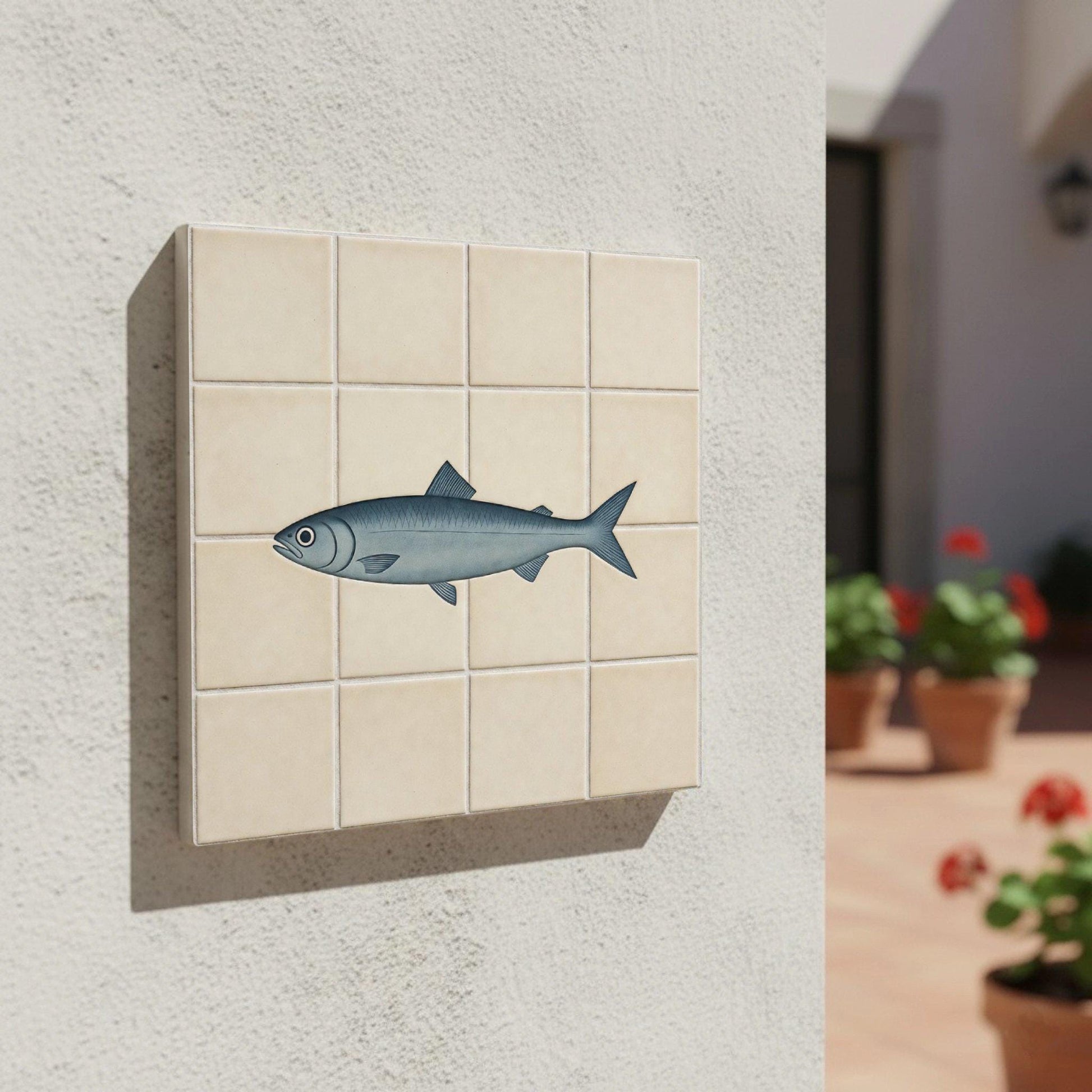 Fish Minimalist · Ceramic Wall Tile — Southern-European Charm