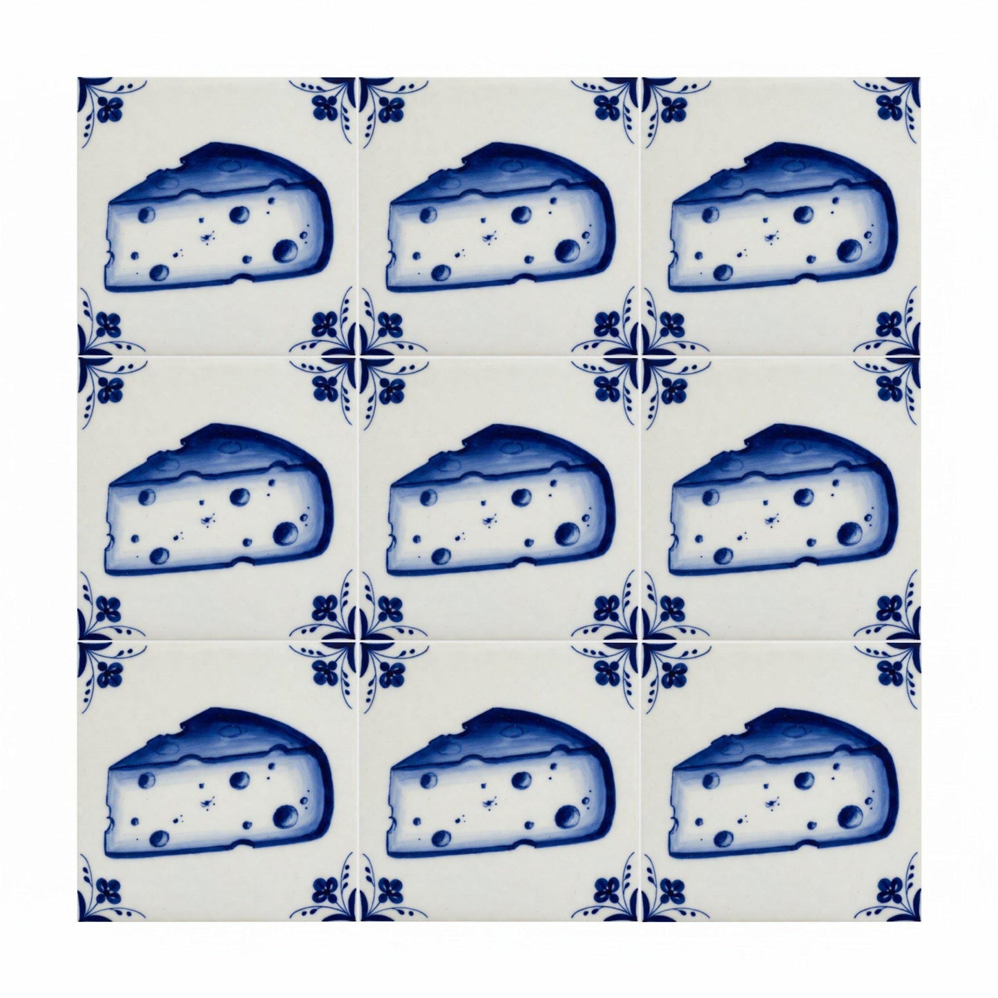 Formaggio in blu di Delft · Mattonella — Stile Blu di Delft
