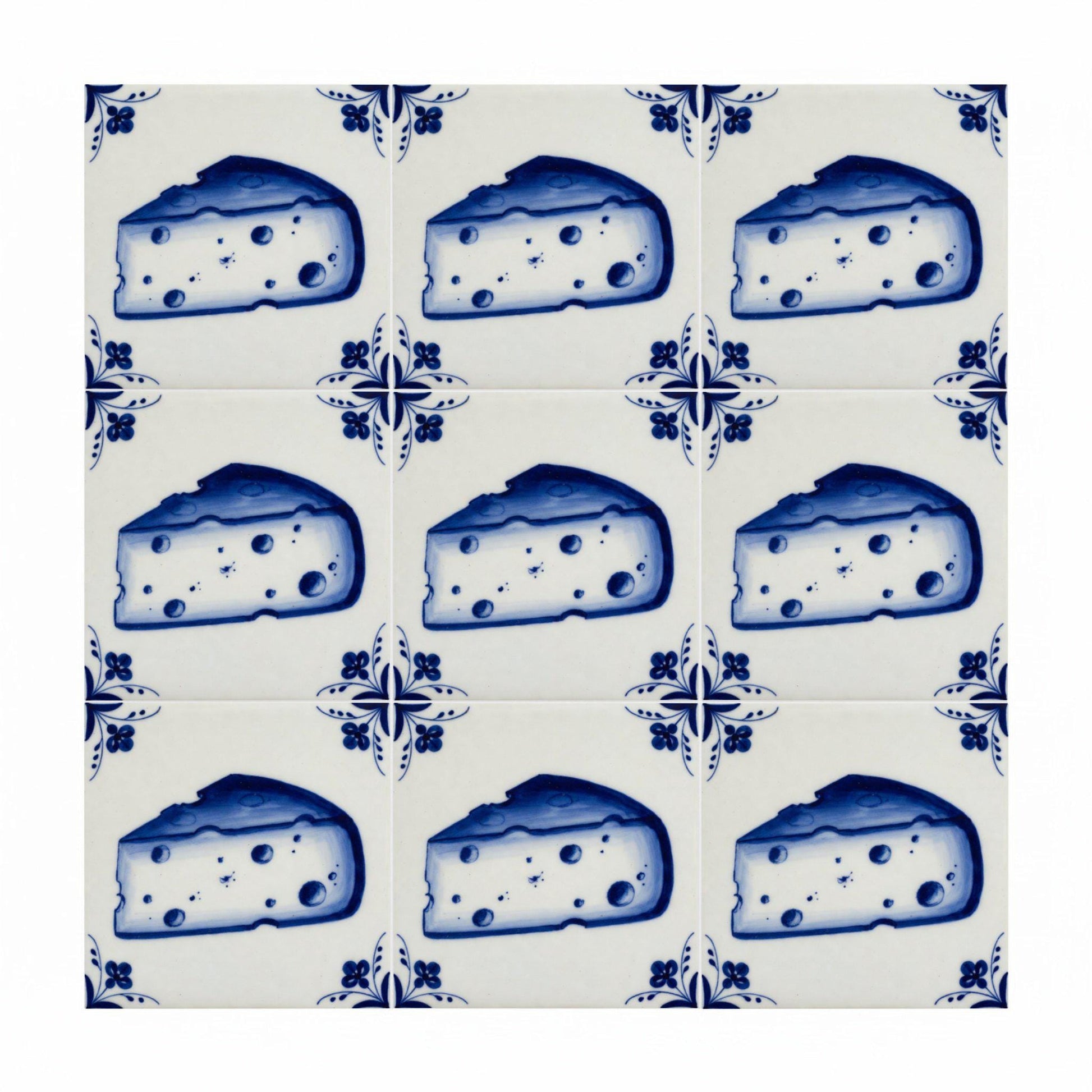 Formaggio in blu di Delft · Mattonella — Stile Blu di Delft