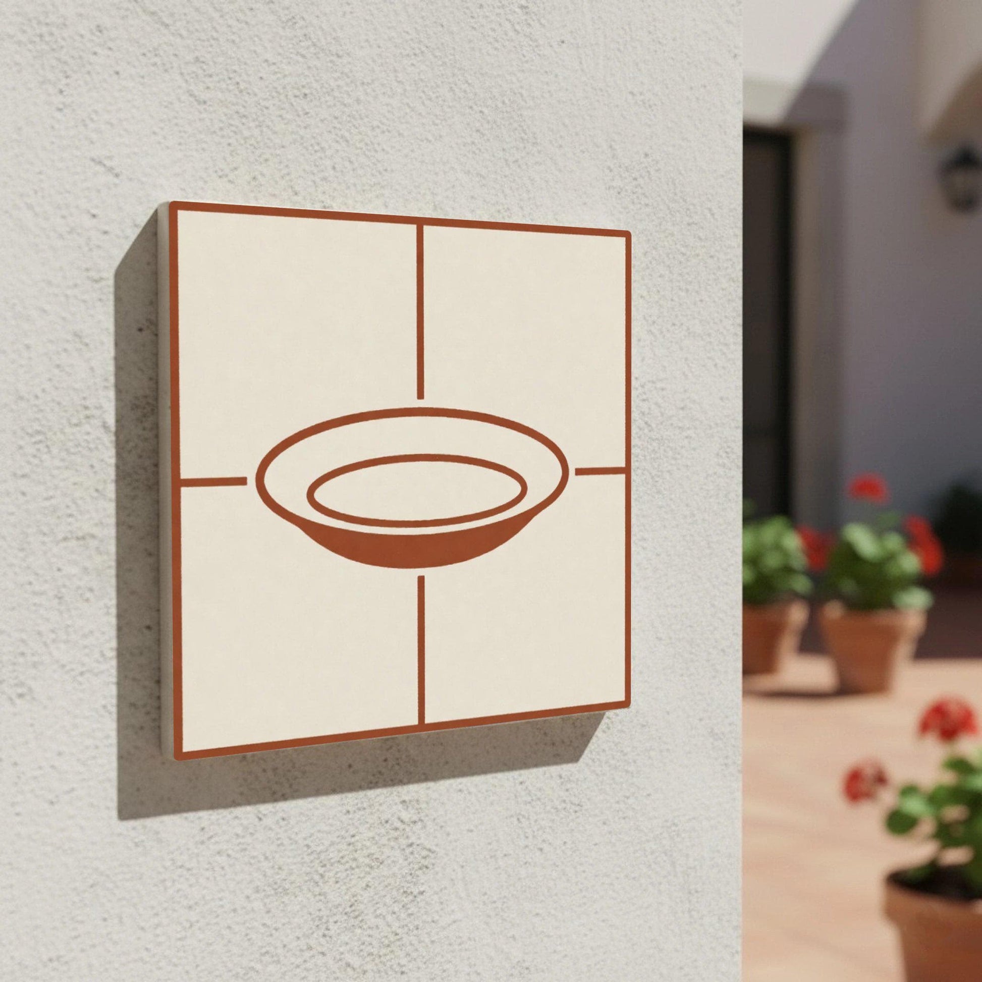 Ceramic Tile Terracotta Basin Minimalist — Mediterranean Style