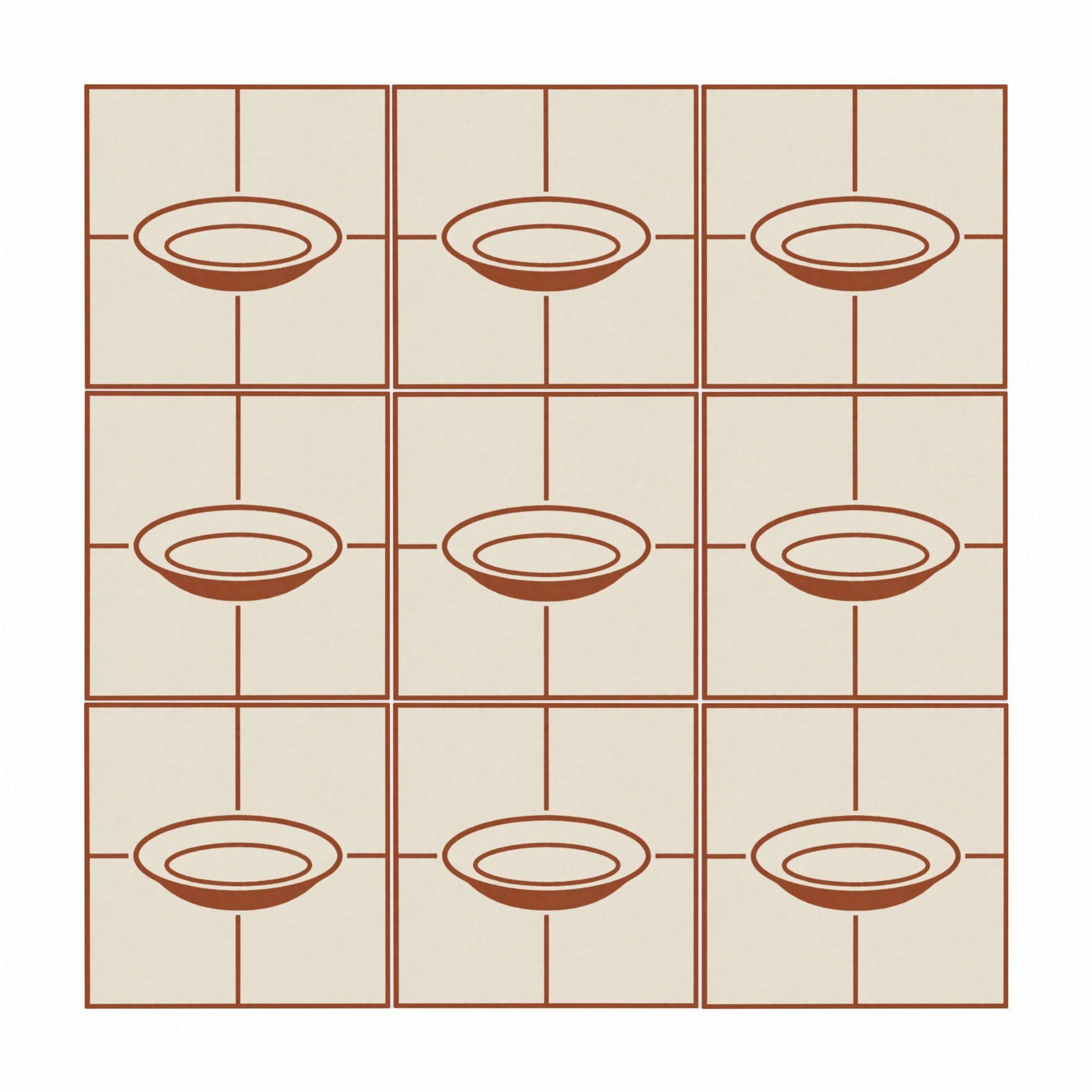 Ceramic Tile Terracotta Basin Minimalist — Mediterranean Style