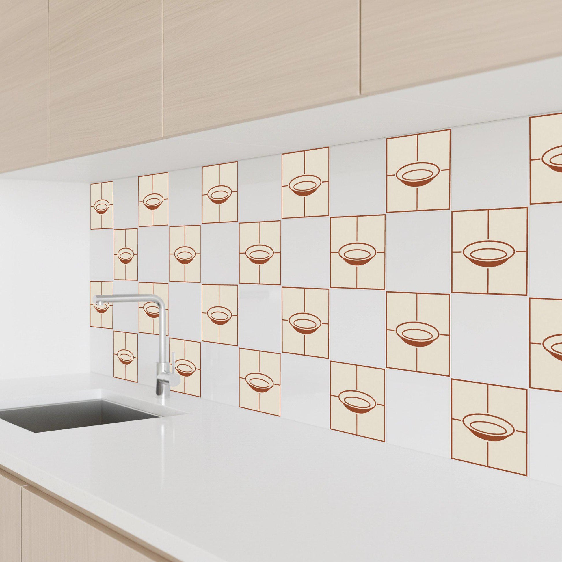 Ceramic Tile Terracotta Basin Minimalist — Mediterranean Style