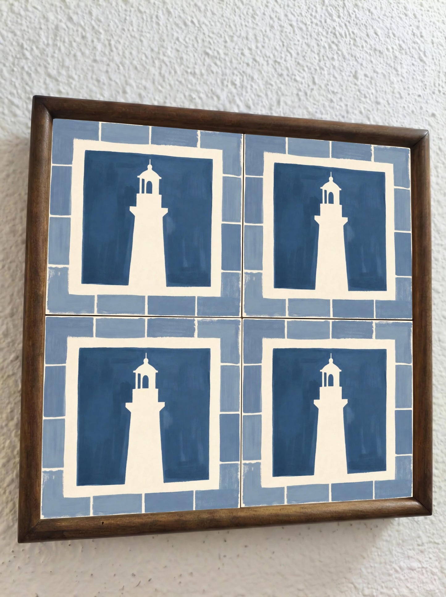 Lighthouse Mediterranean · Ceramic Wall Tile — Portuguese Azulejo Style