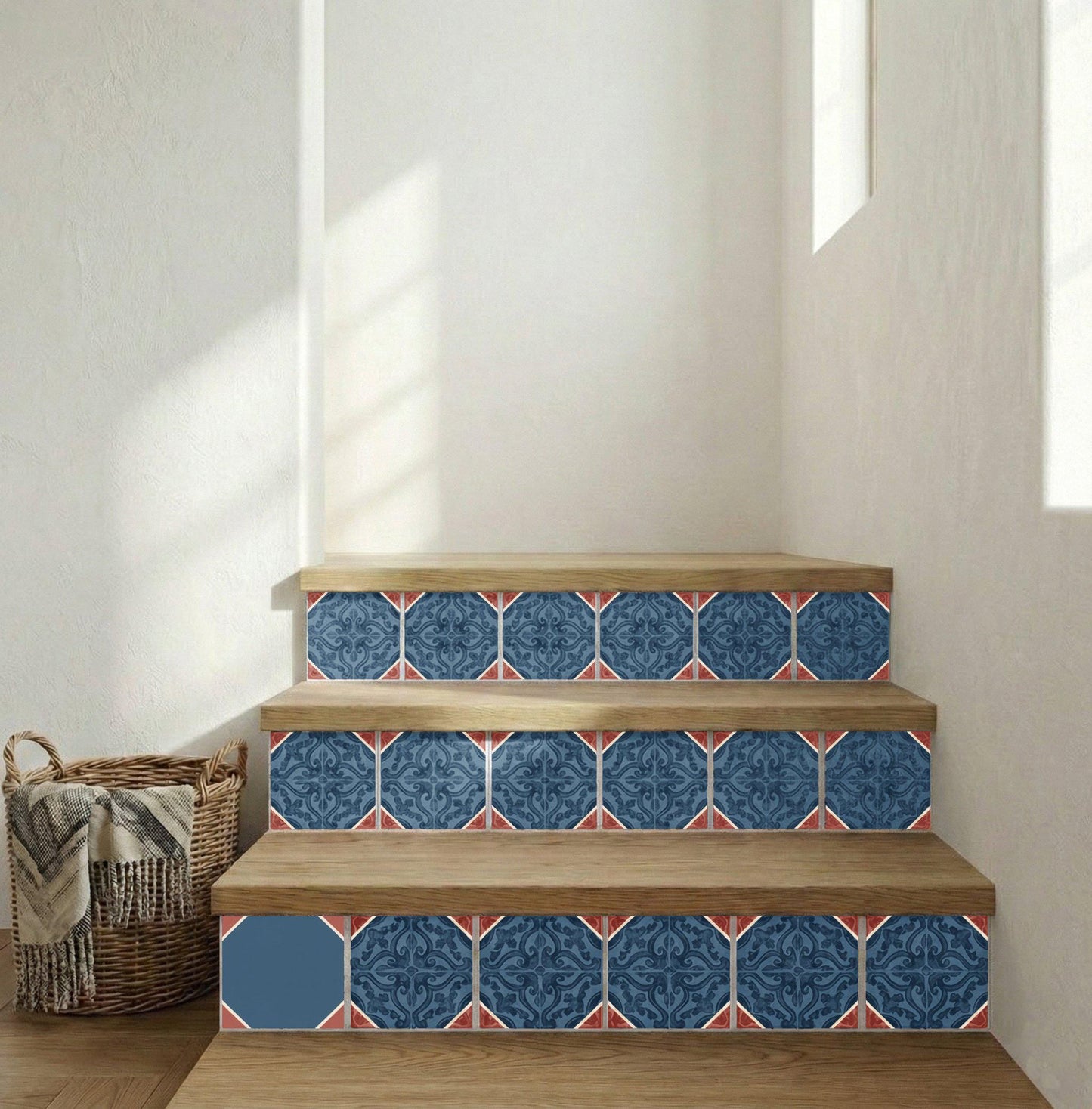 Azulejo Azul y terracota mediterráneo
