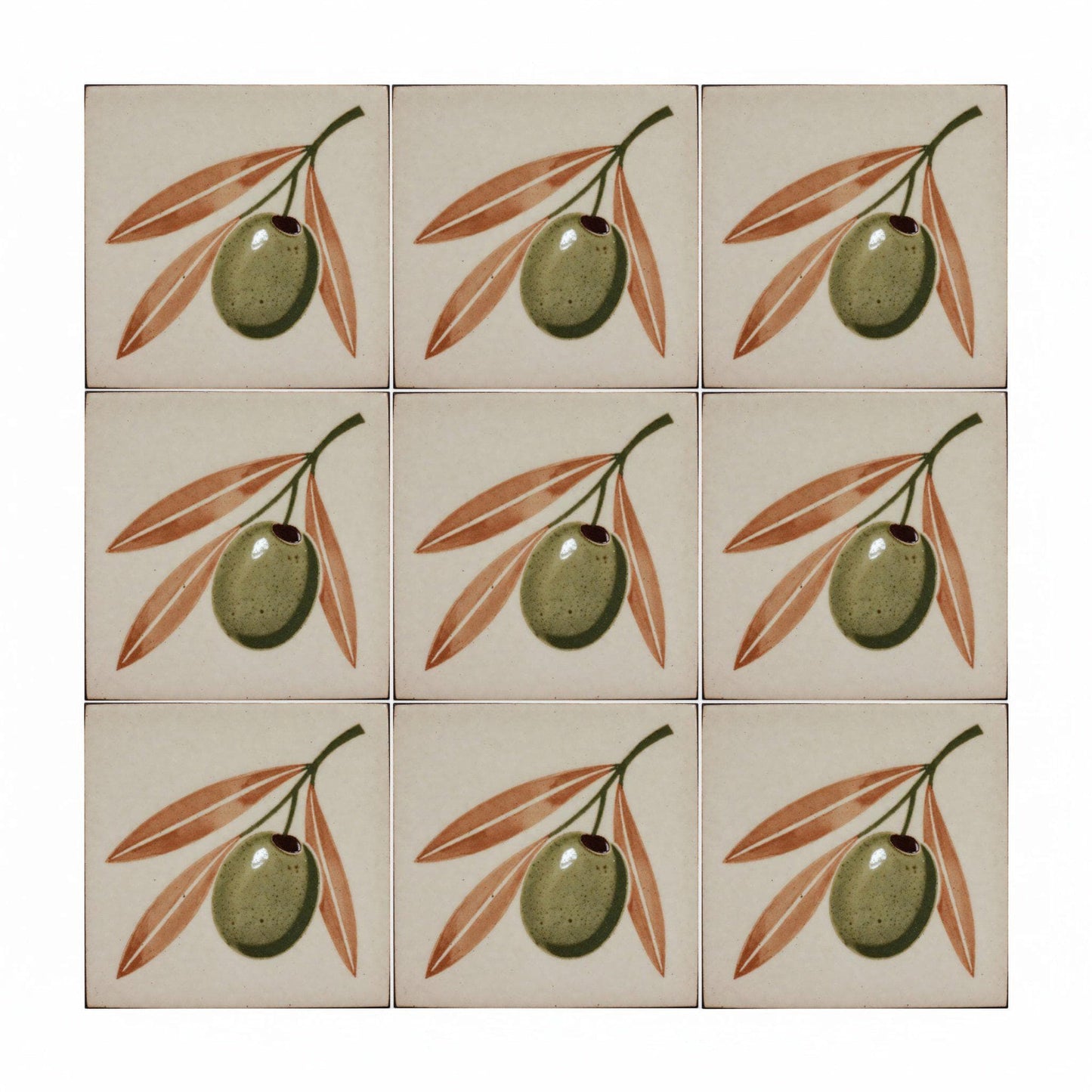 Ceramic Tile Olive Branch — Botanical Motif