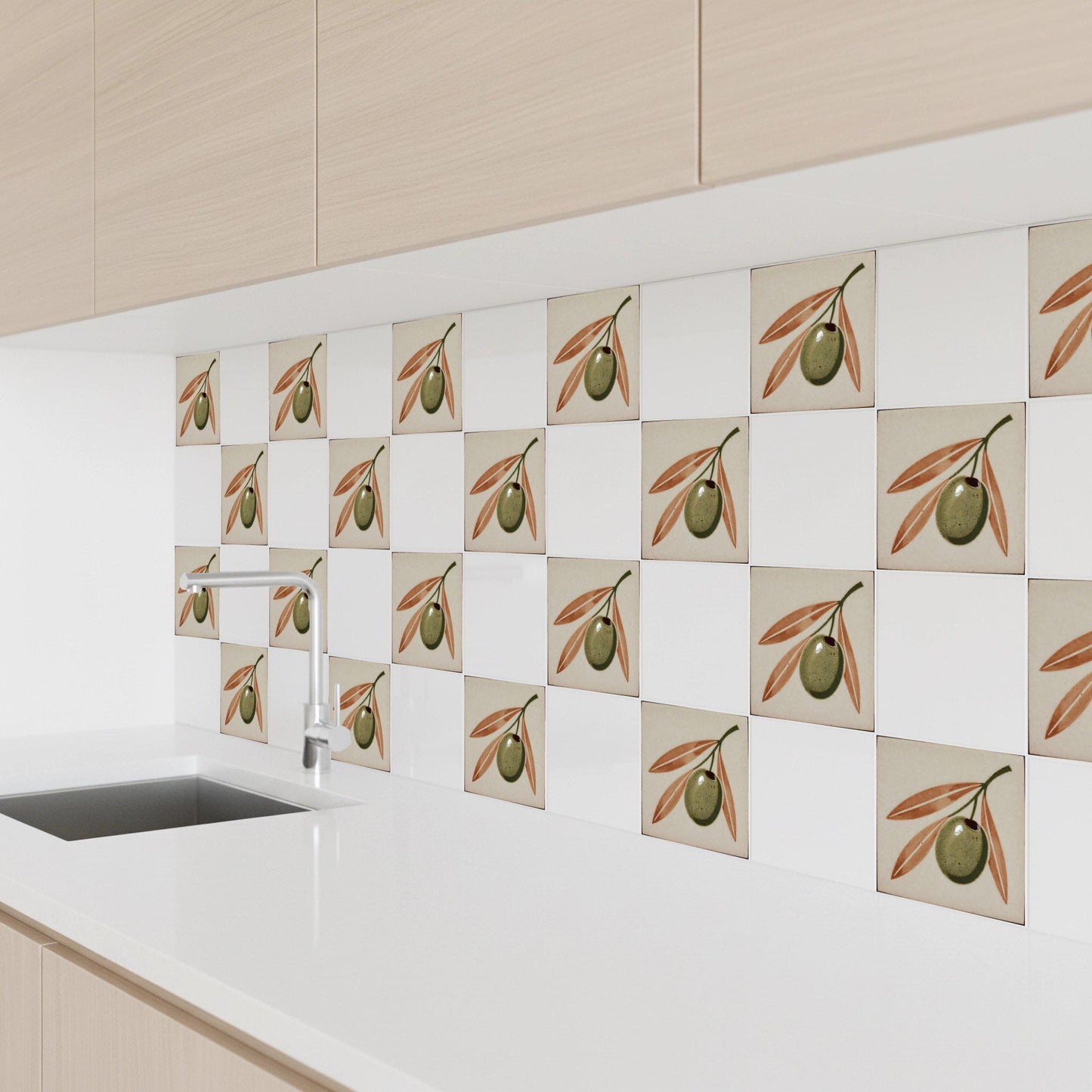 Ceramic Tile Olive Branch — Botanical Motif