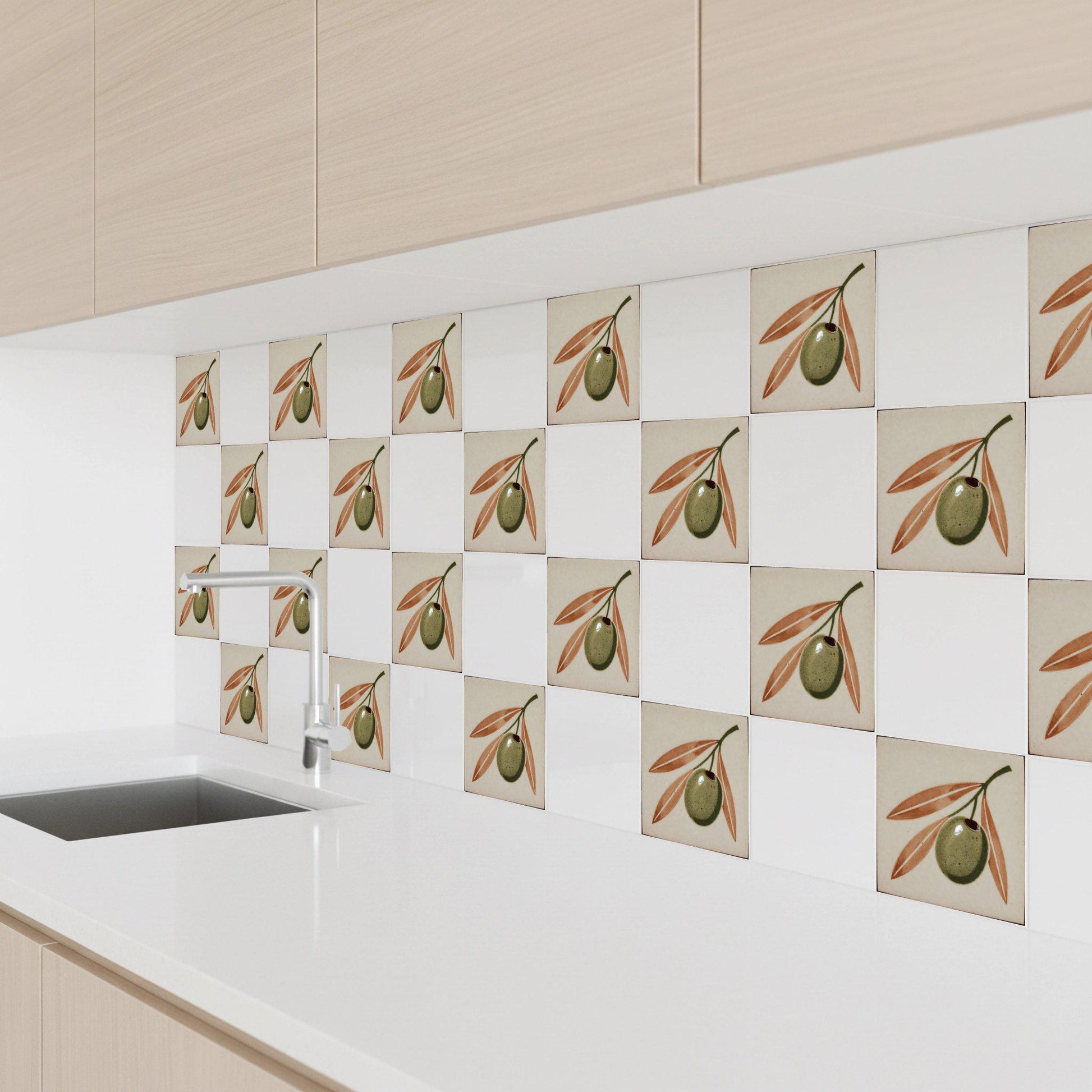 Ceramic Tile Olive Branch — Botanical Motif