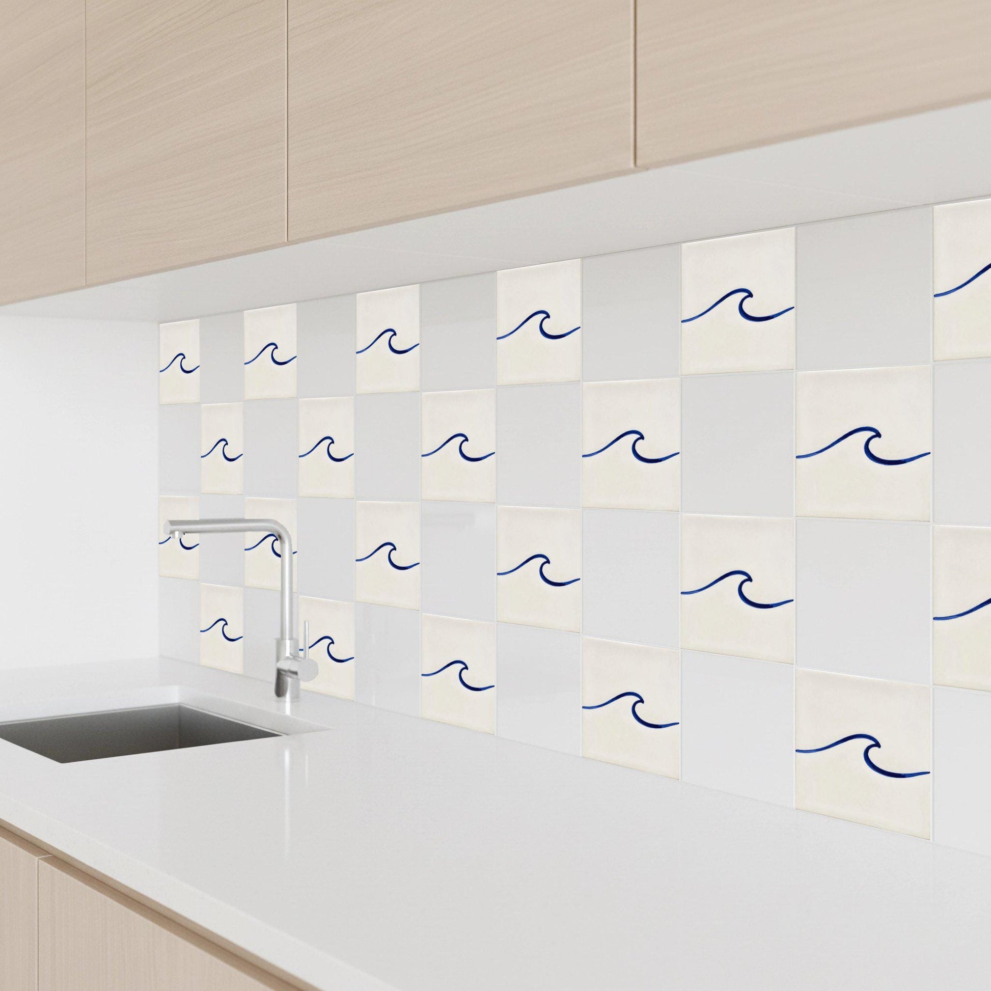 Wave Minimalist — Coastal Mediterranean Décor Decorative Tile