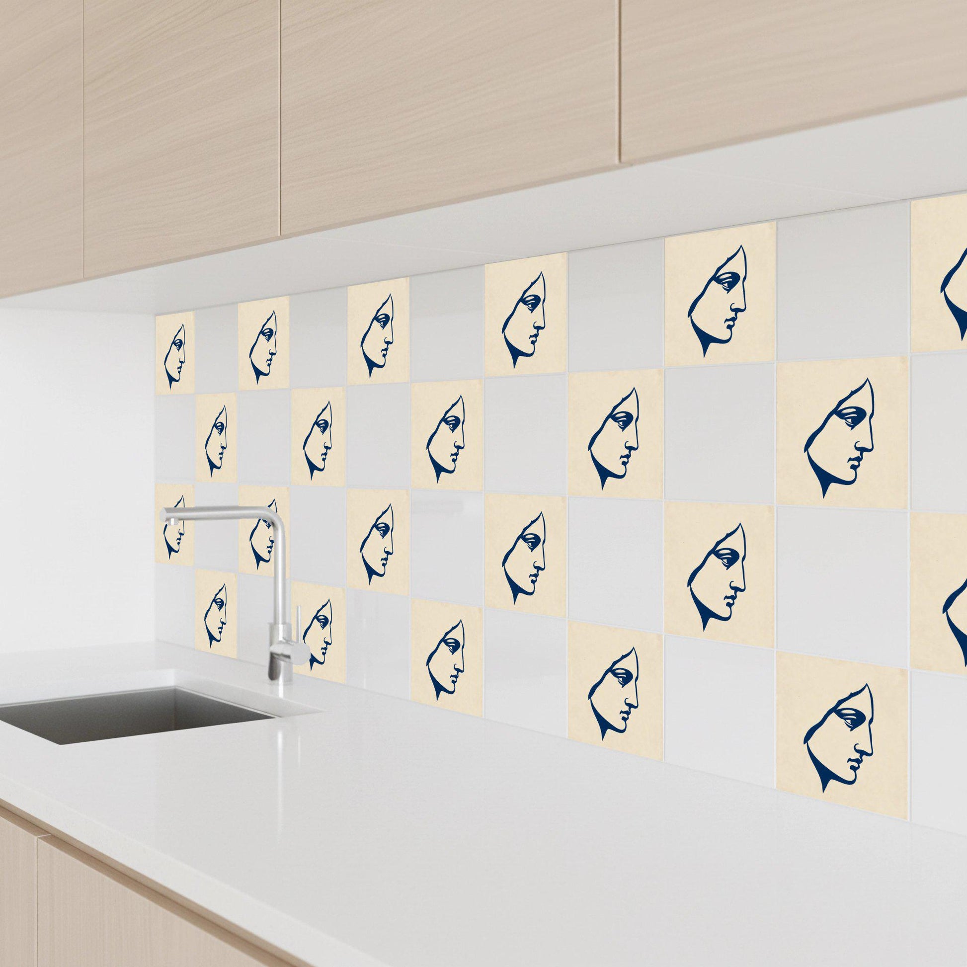 Face Minimalist Classic — Ornamental Ceramic Décor Decorative Tile