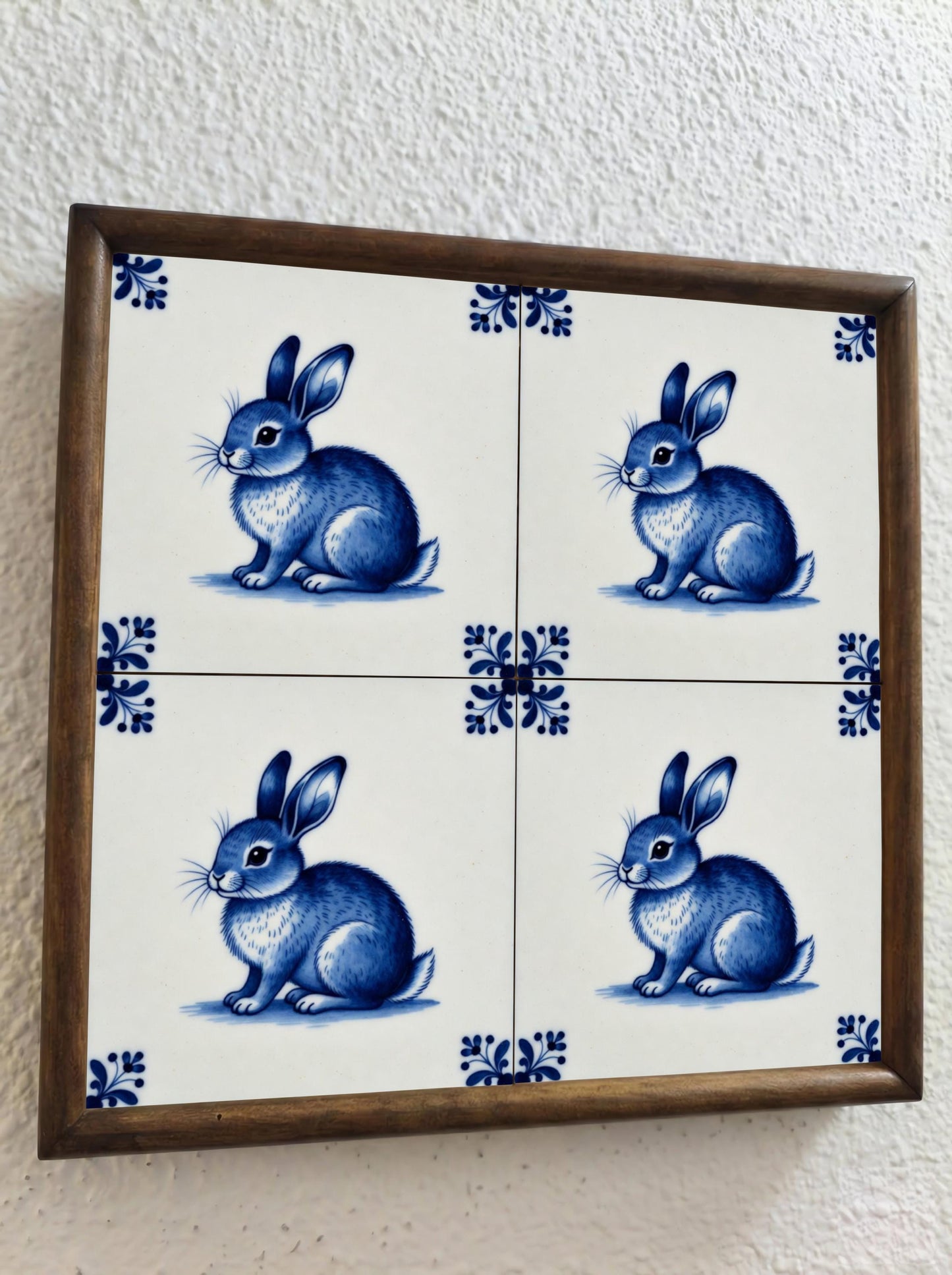 Rabbit in Delft Blue — Delftware-Inspired Design Ceramic Tile