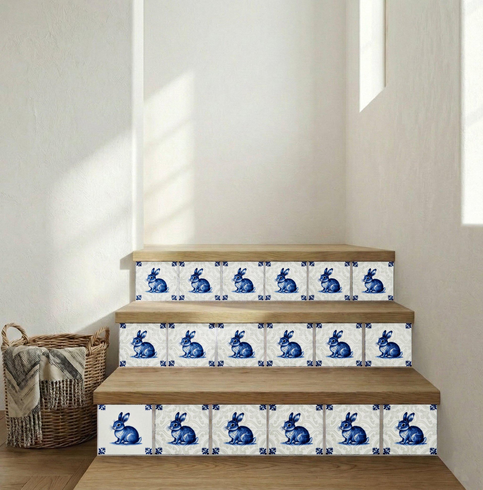 Rabbit in Delft Blue — Delftware-Inspired Design Ceramic Tile