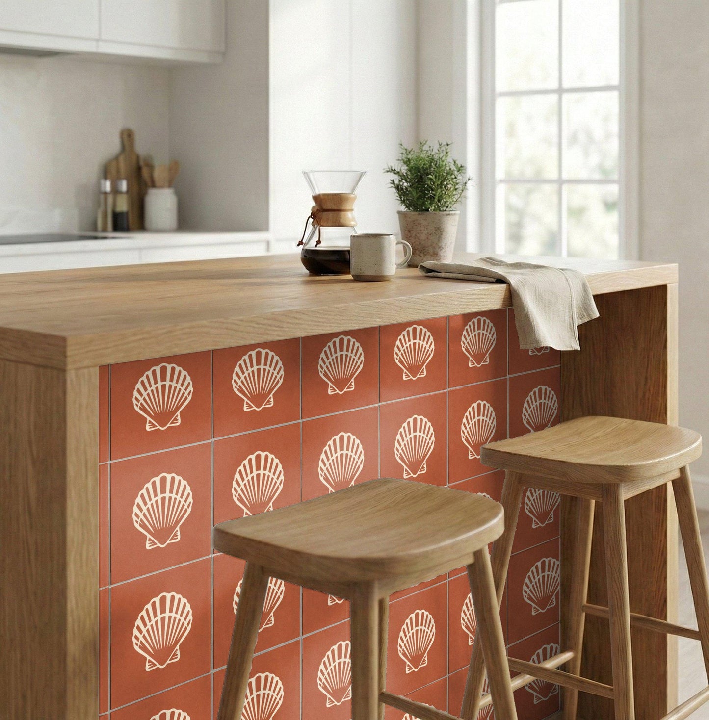 Terracotta Scallop Shell — Mediterranean Style Decorative Tile