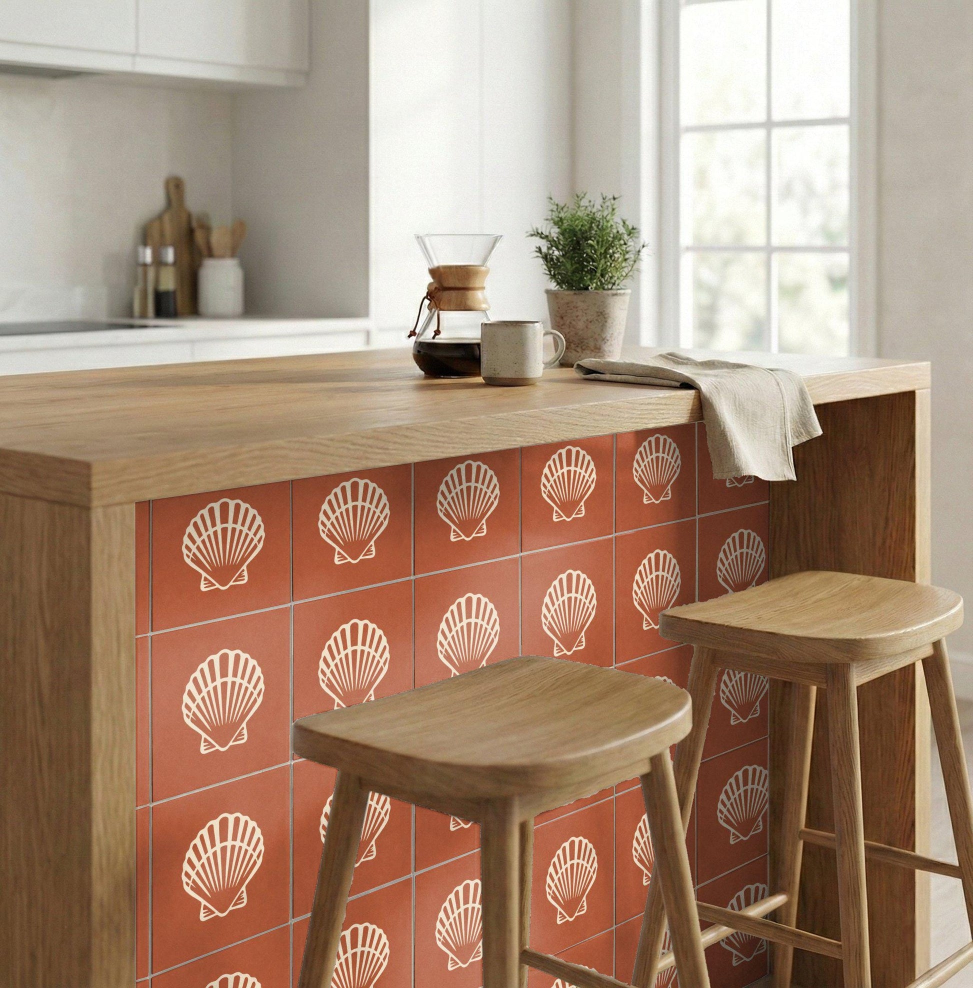 Terracotta Scallop Shell — Mediterranean Style Decorative Tile