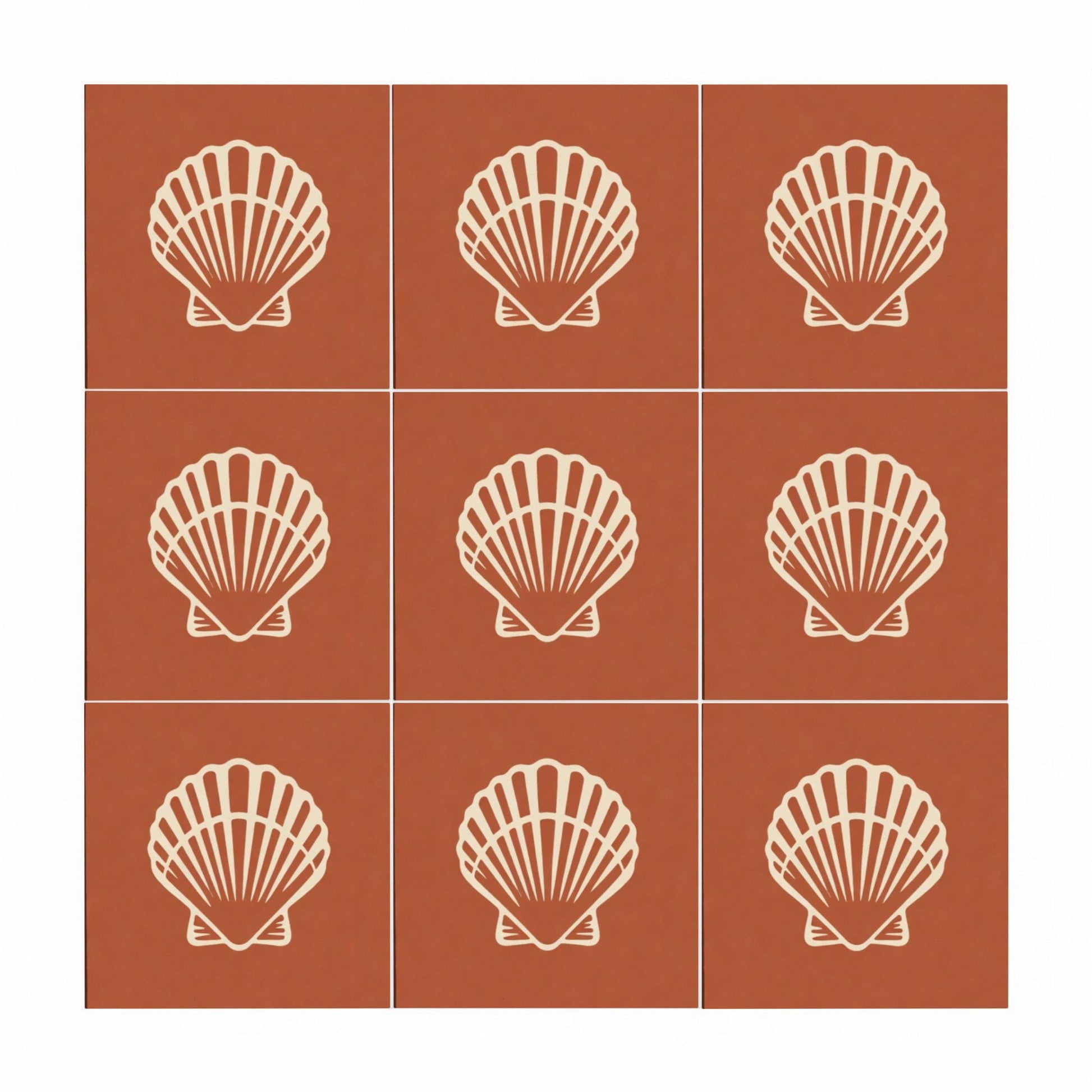 Terracotta Scallop Shell — Mediterranean Style Decorative Tile