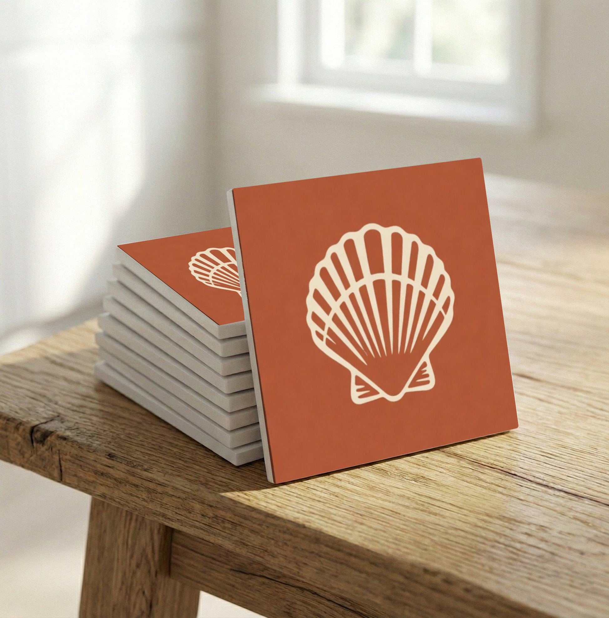 Terracotta Scallop Shell — Mediterranean Style Decorative Tile