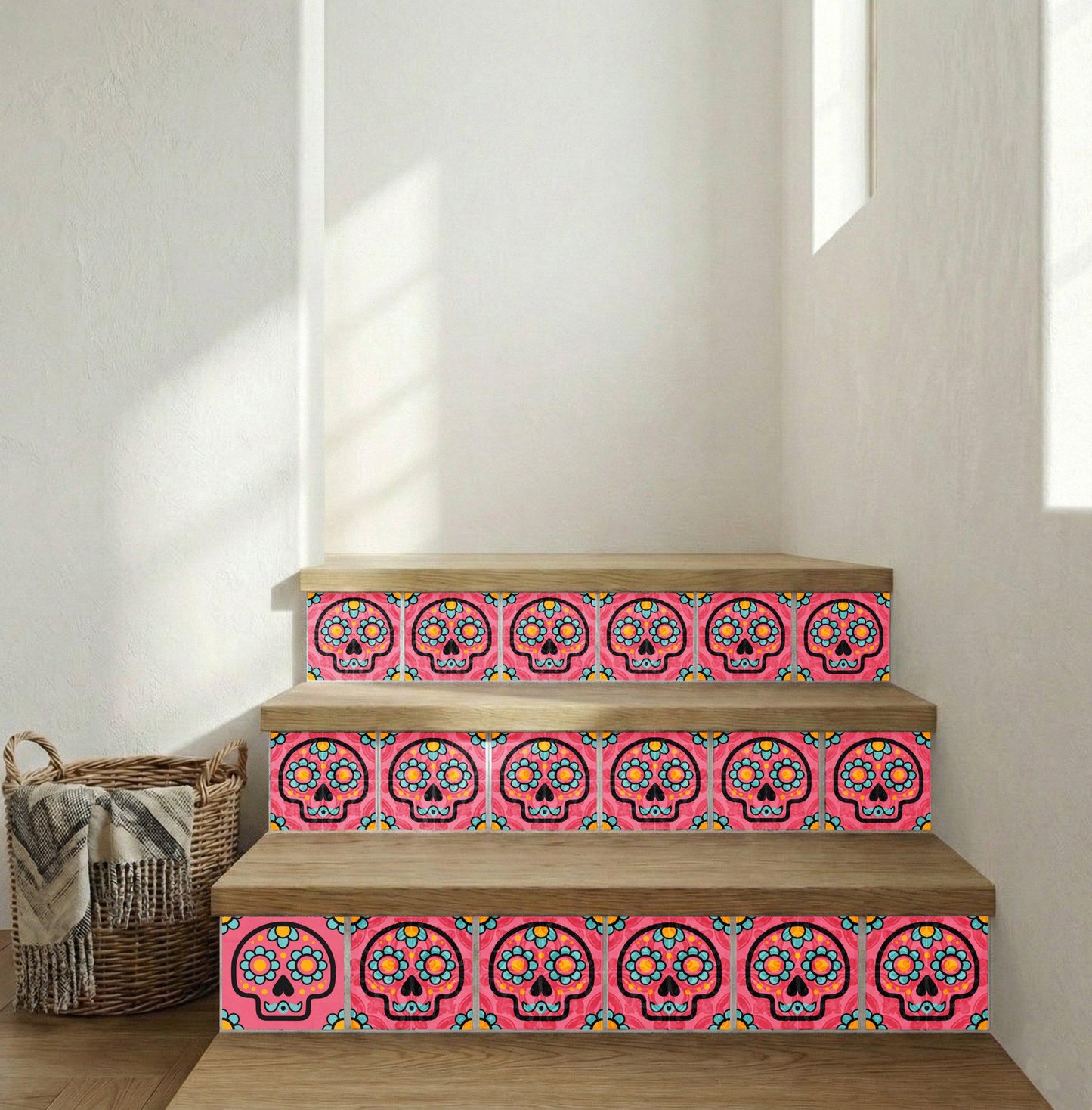 Pink Sugar Skull — Keramikfliese, Mexikanischer Talavera-Stil