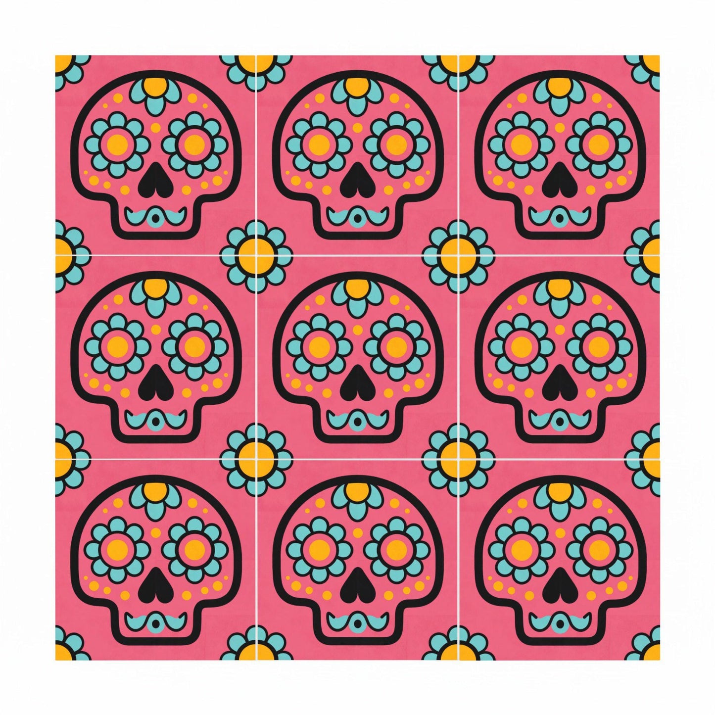 Pink Sugar Skull — Keramikfliese, Mexikanischer Talavera-Stil
