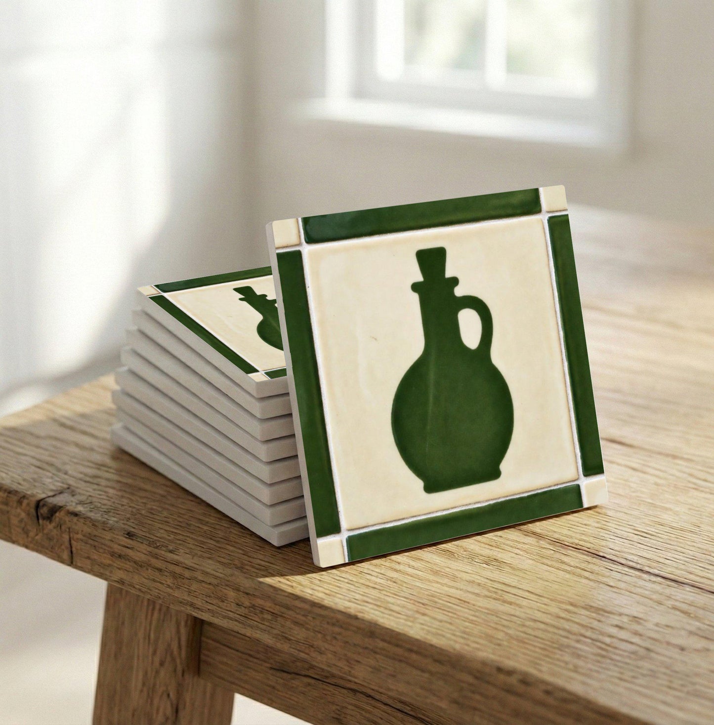 Carreau Vert Huile d'Olive Bottle · Motif Botanique