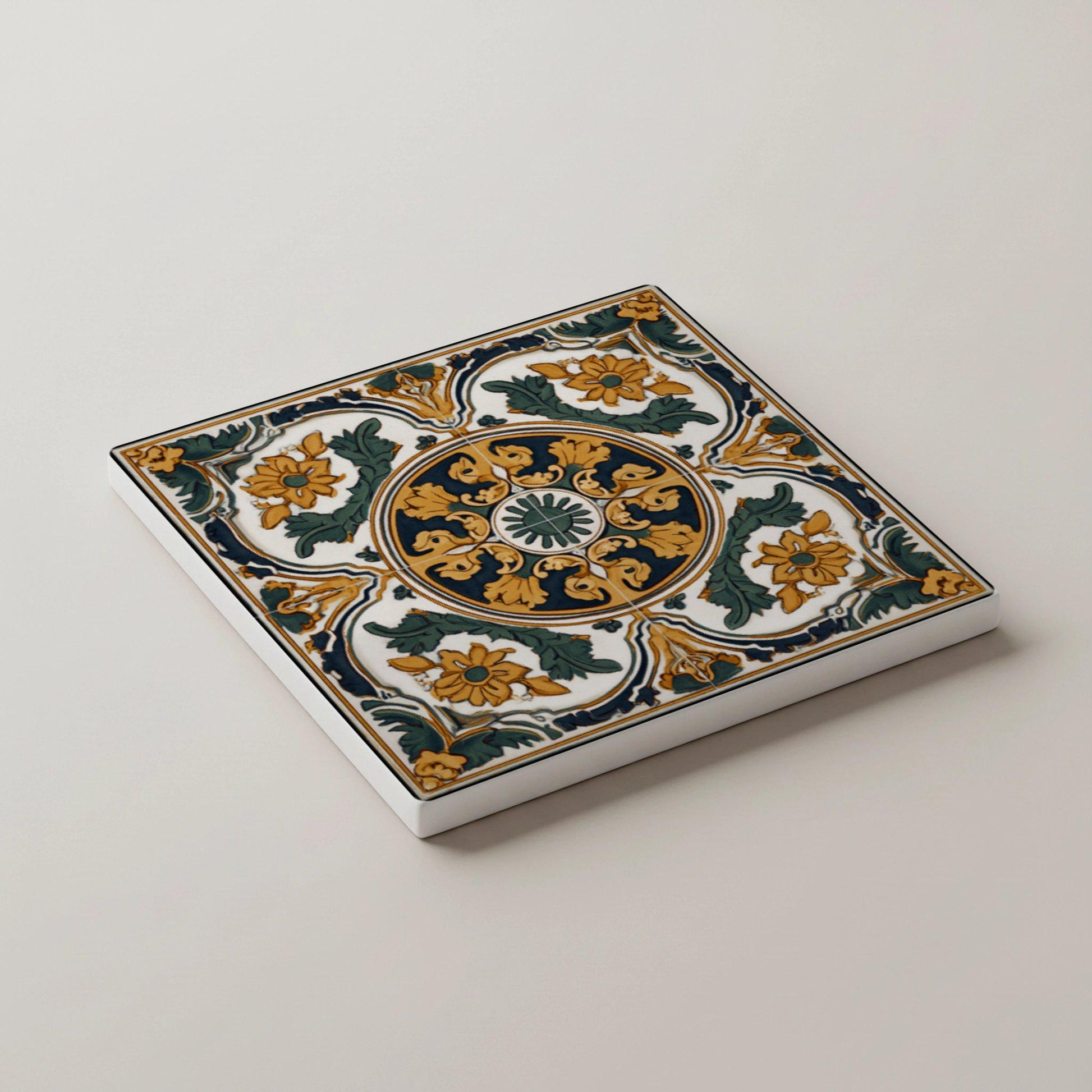 Azulejos mediterráneos / Juego de posavasos estilo azulejo / Decoració — Set di Sottobicchieri in Ceramica · Regalo in Stile Costiero