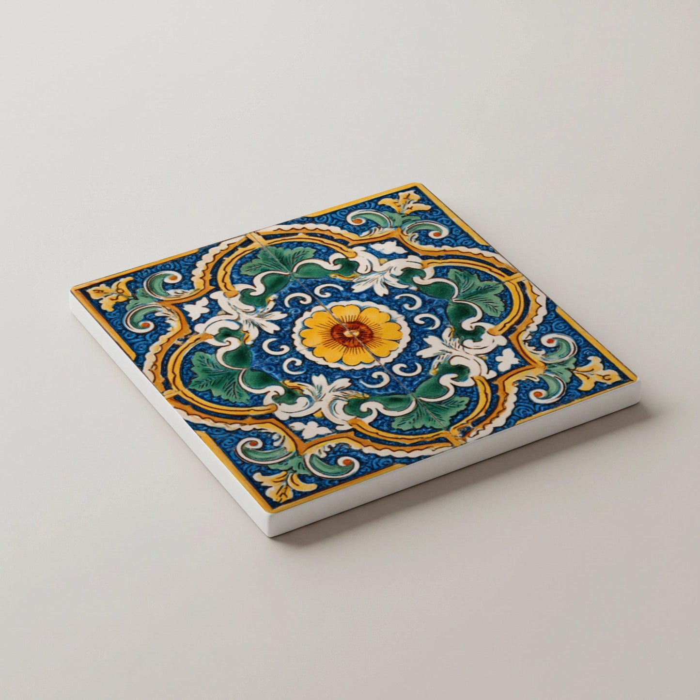 Azulejos mediterráneos / Juego de posavasos estilo azulejo / Decoració — Set di Sottobicchieri in Ceramica · Regalo in Stile Costiero