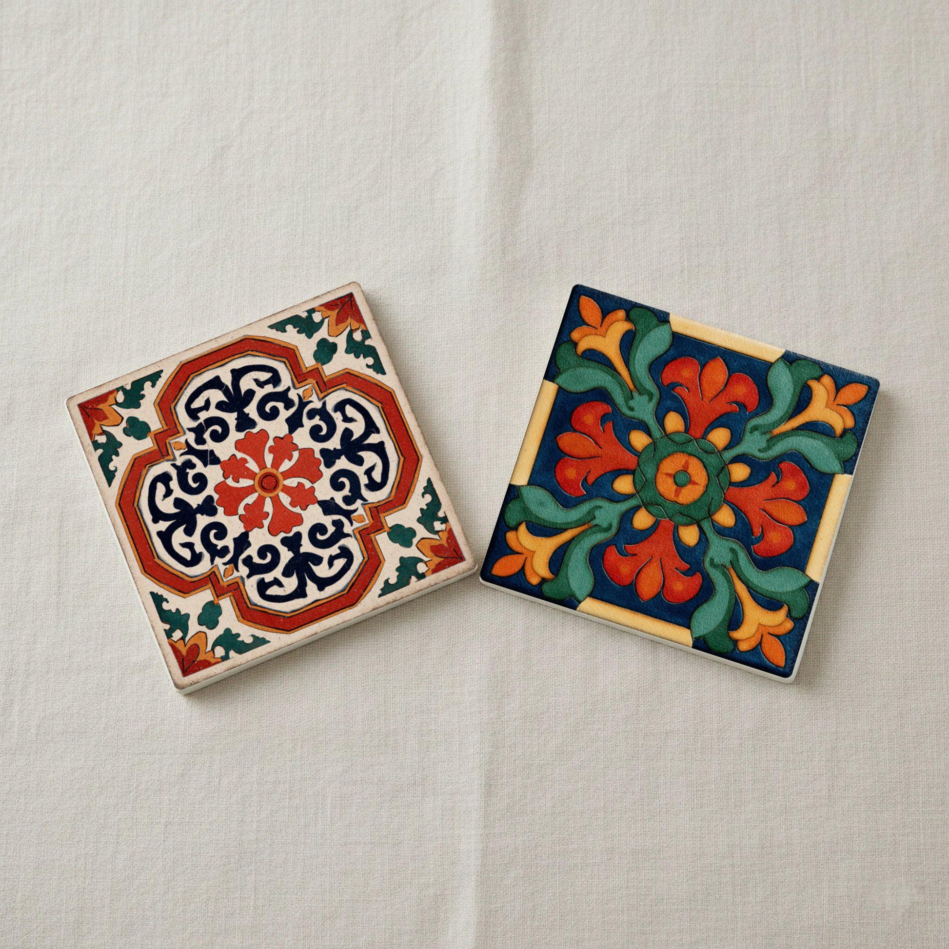Posavasos Azulejos italianos / Juego de posavasos estilo mayólica / Decoración m