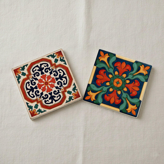 Posavasos Azulejos italianos / Juego de posavasos estilo mayólica / Decoración m