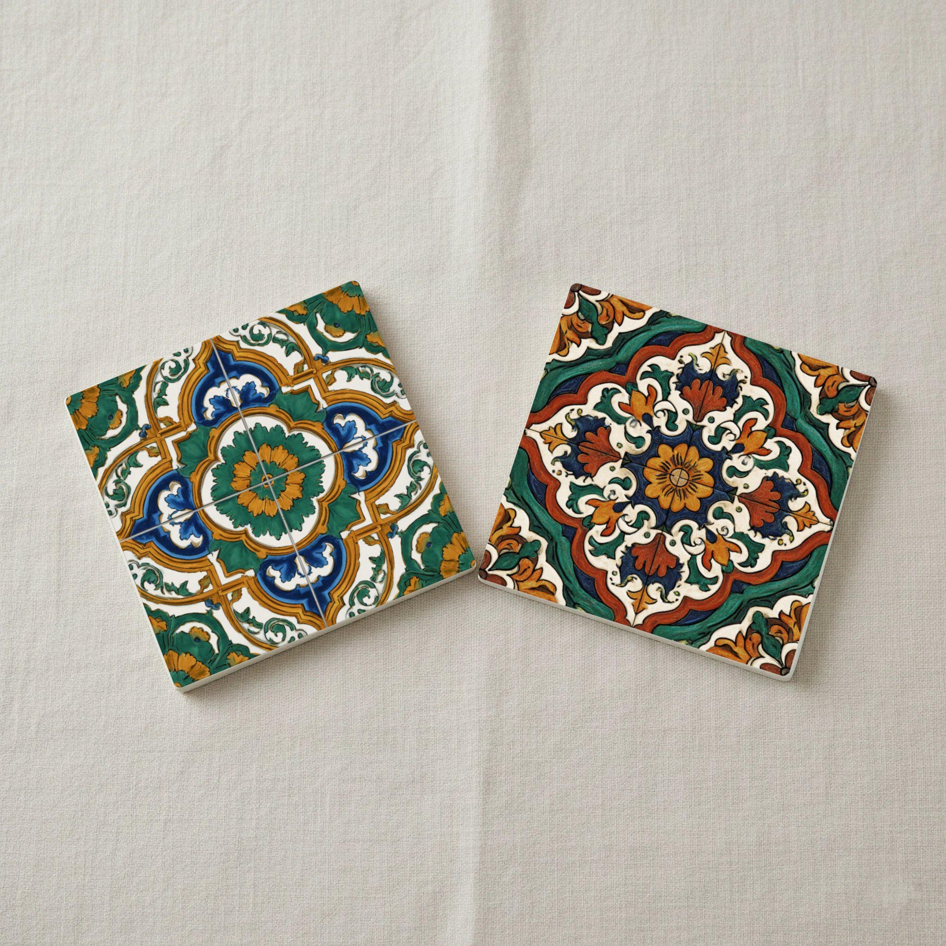 Talavera / Juego de posavasos de arte popular mexicano / Decoración co · Dessous de Verre avec Liège — Collection Grands Peintres