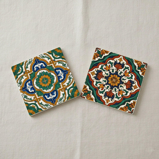 Posavasos Talavera / Juego de posavasos de arte popular mexicano / Decoración co