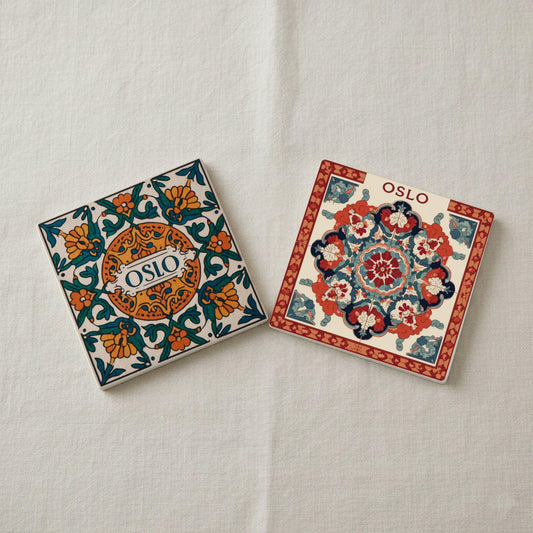 Posavasos Oslo Noruega / Rosemaling Tile Coaster Set / Decoración del hogar de a