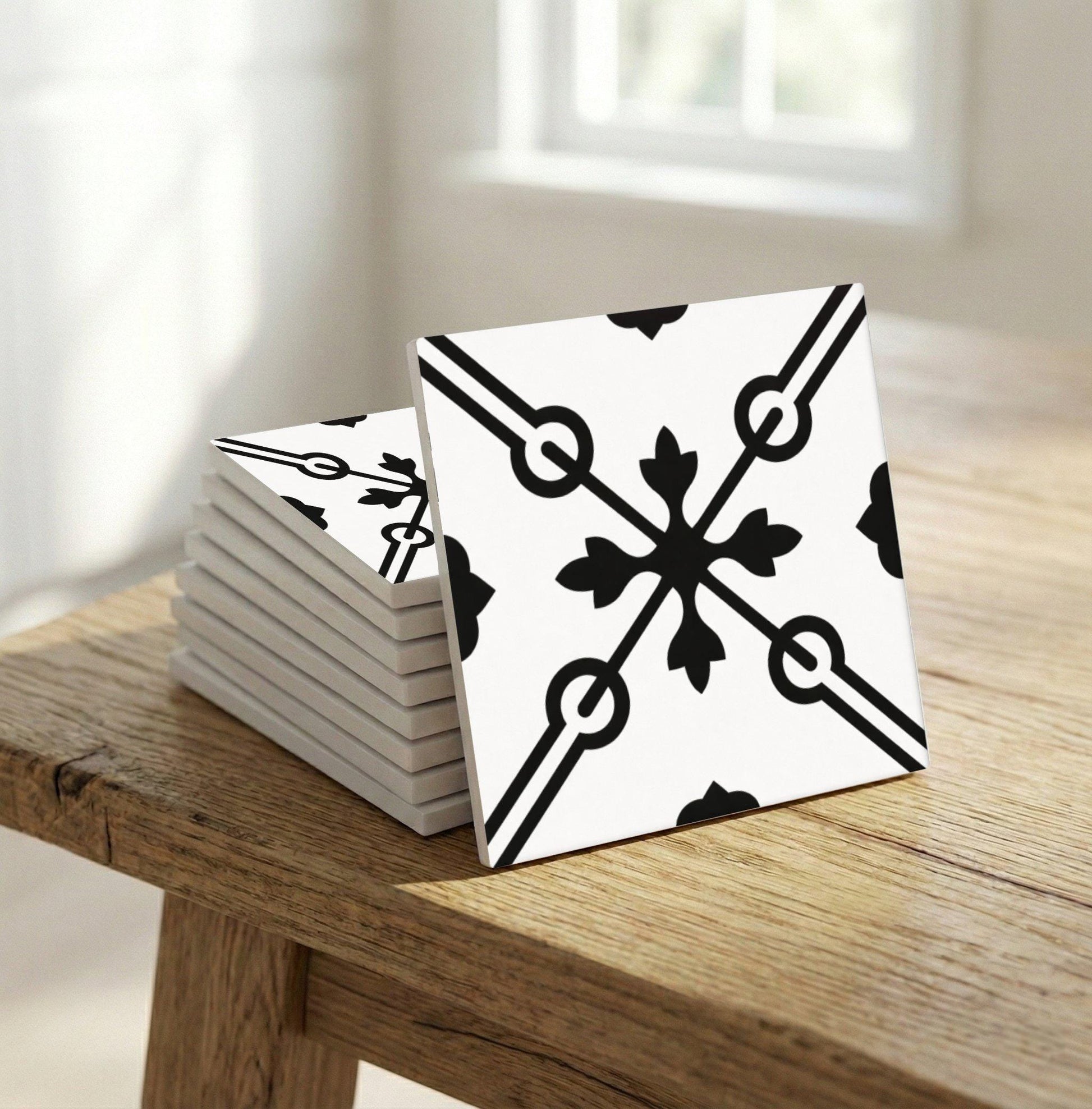 Azulejo Negro y blanco Interlocking