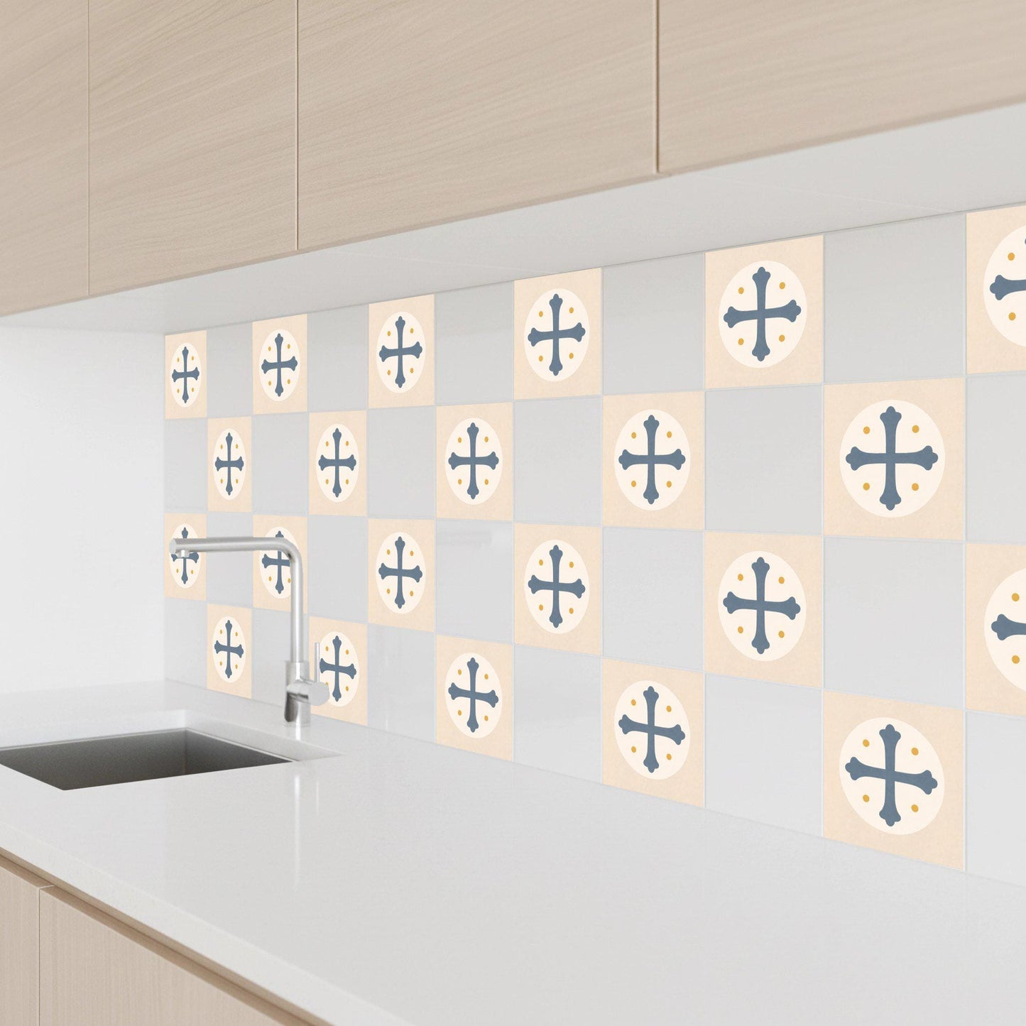 Christian Cross — Geometric Pattern Decorative Tile