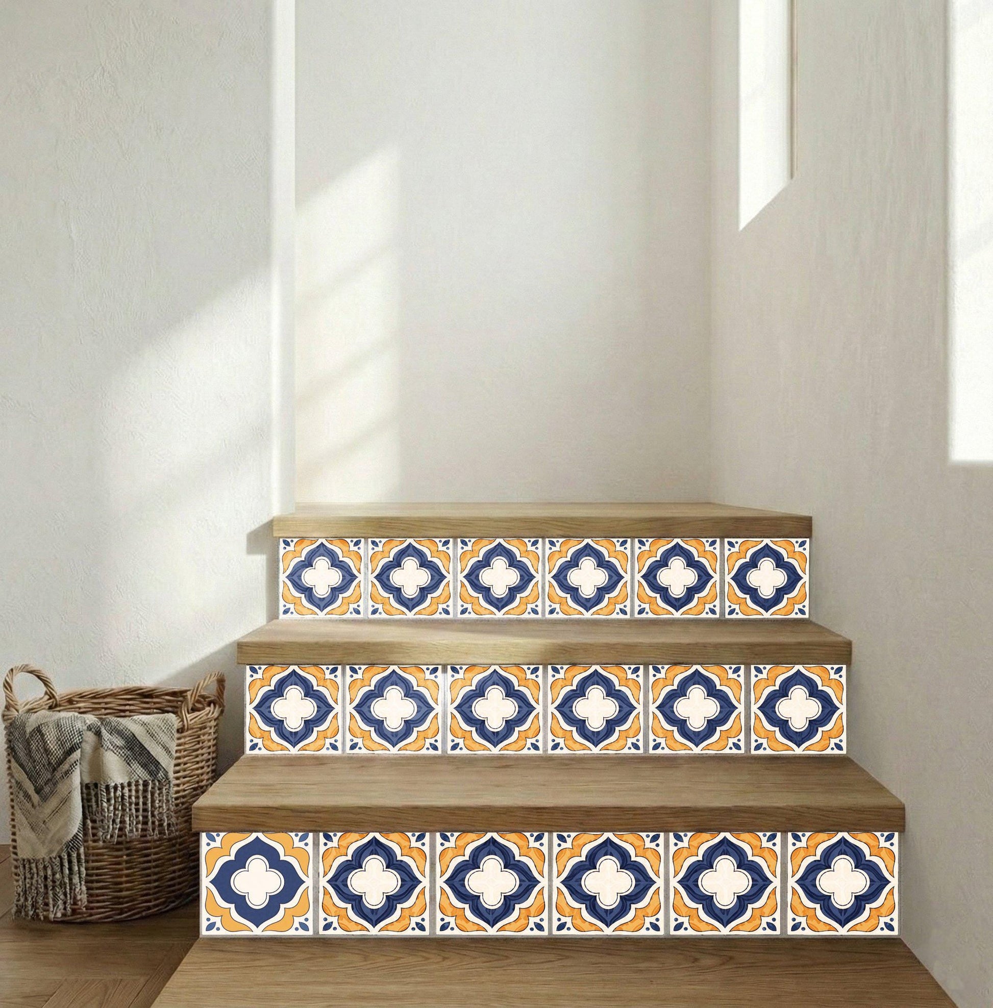 Azulejo Azul y Mustard mediterráneo