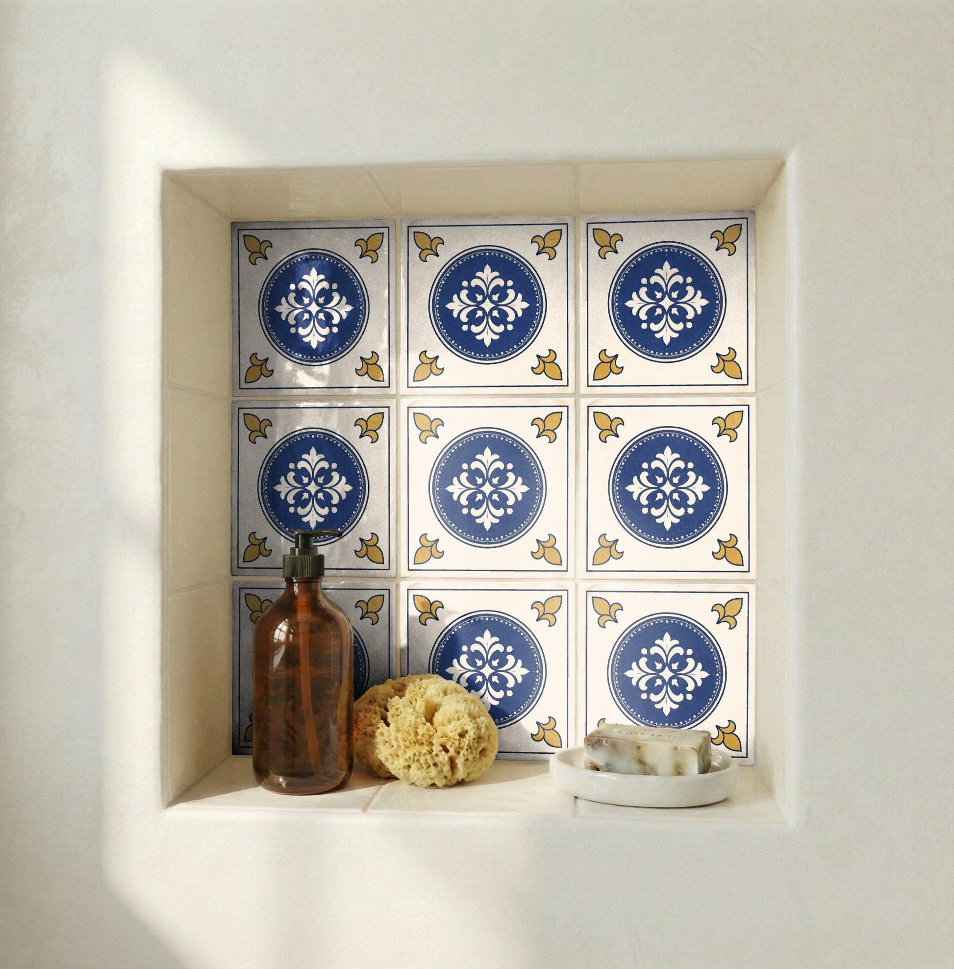 Azulejo Azul medallón francés