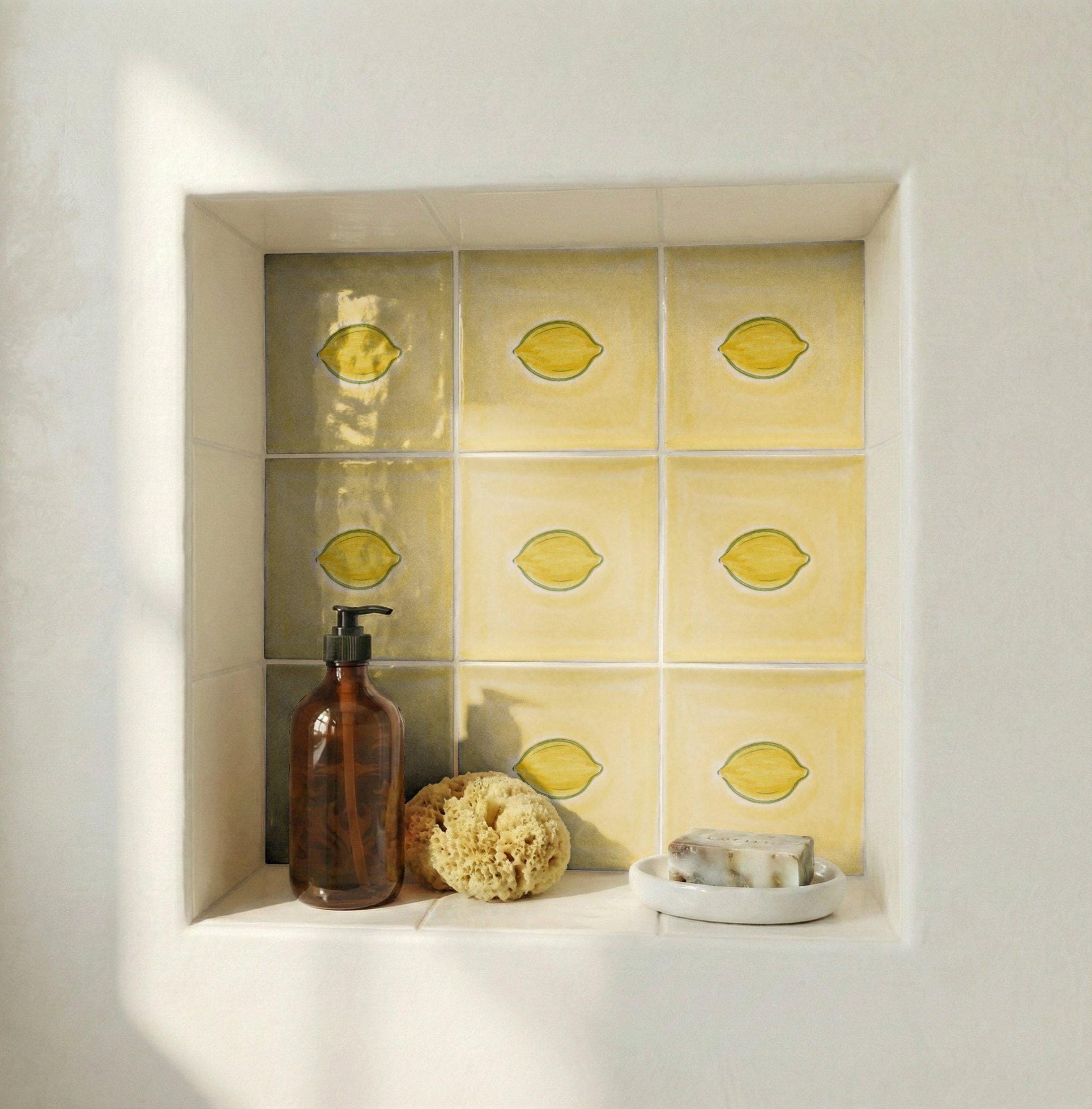 Lemon Minimalist — Floral & Botanical Design Decorative Tile