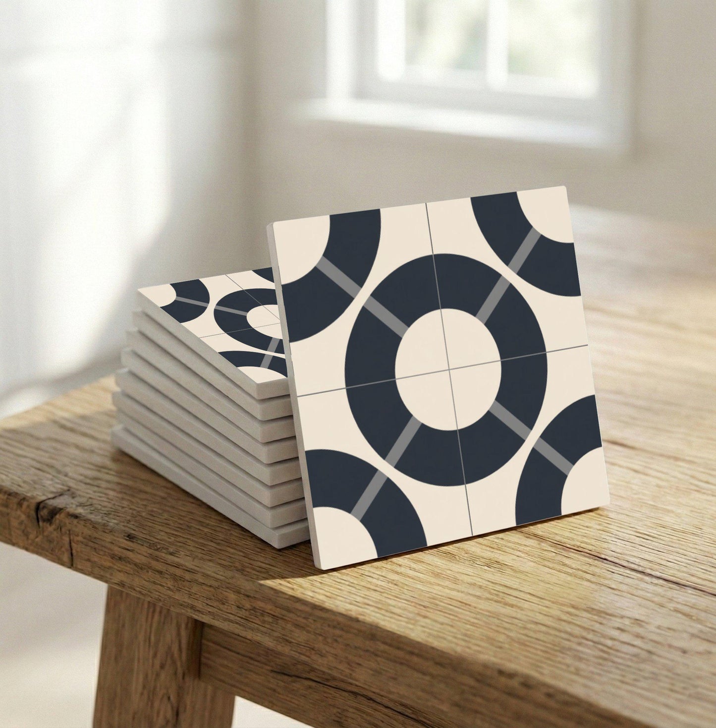 Transit Modernismus · Keramik-Wandfliese — Präzise Linien-Geometrie