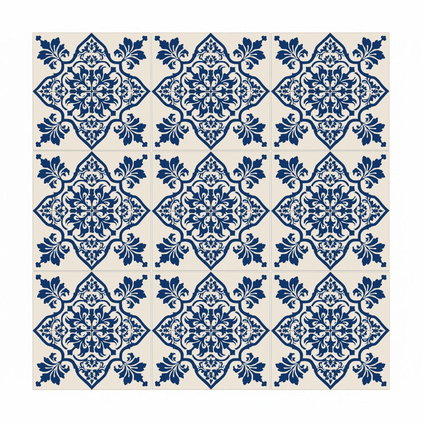 Indigo Baroque — Vintage-Style Ornament Ceramic Tile
