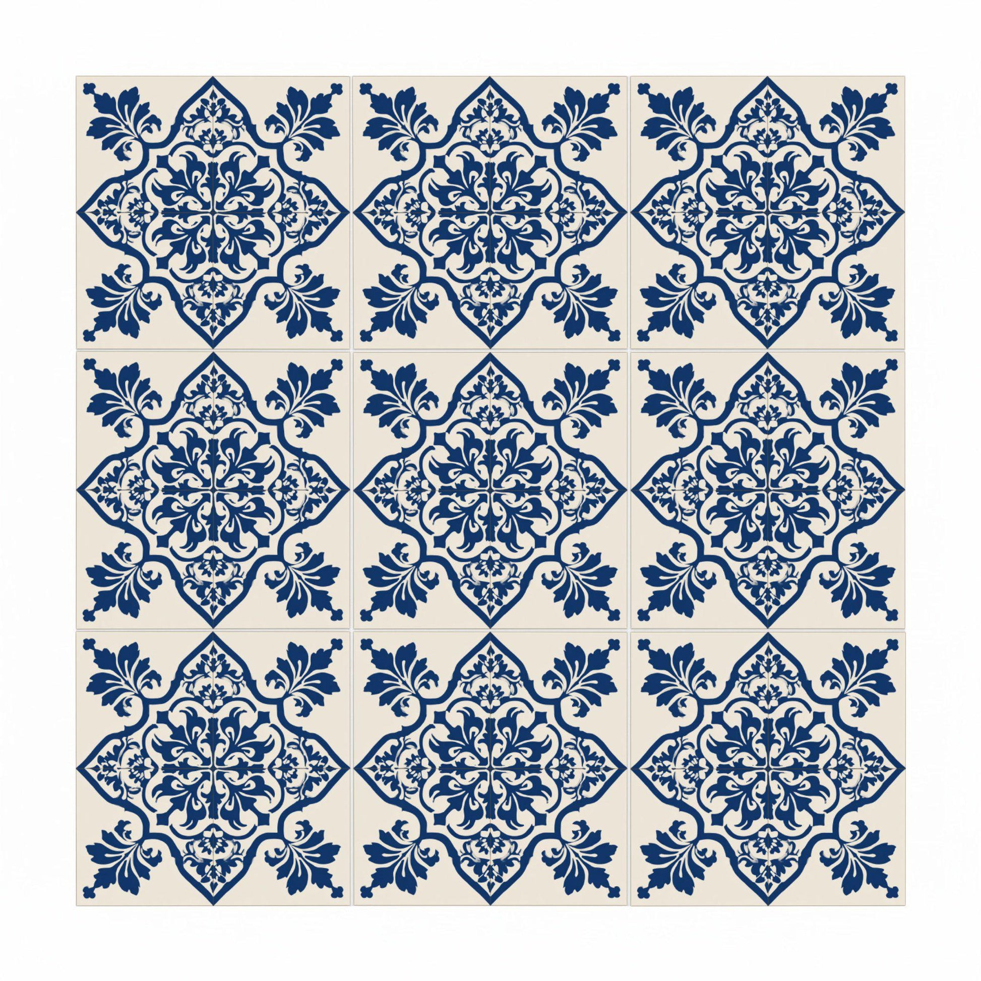 Indigo Baroque — Vintage-Style Ornament Ceramic Tile