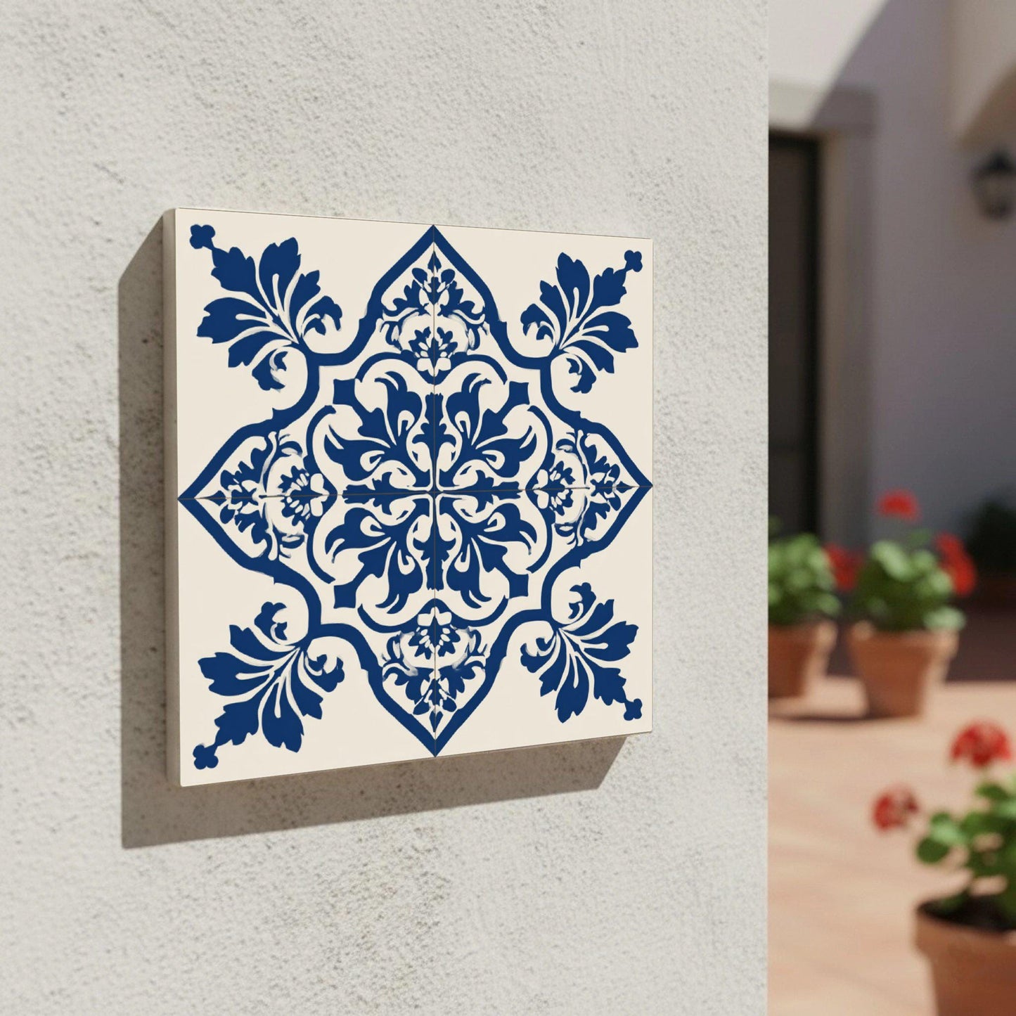 Indigo Baroque — Vintage-Style Ornament Ceramic Tile