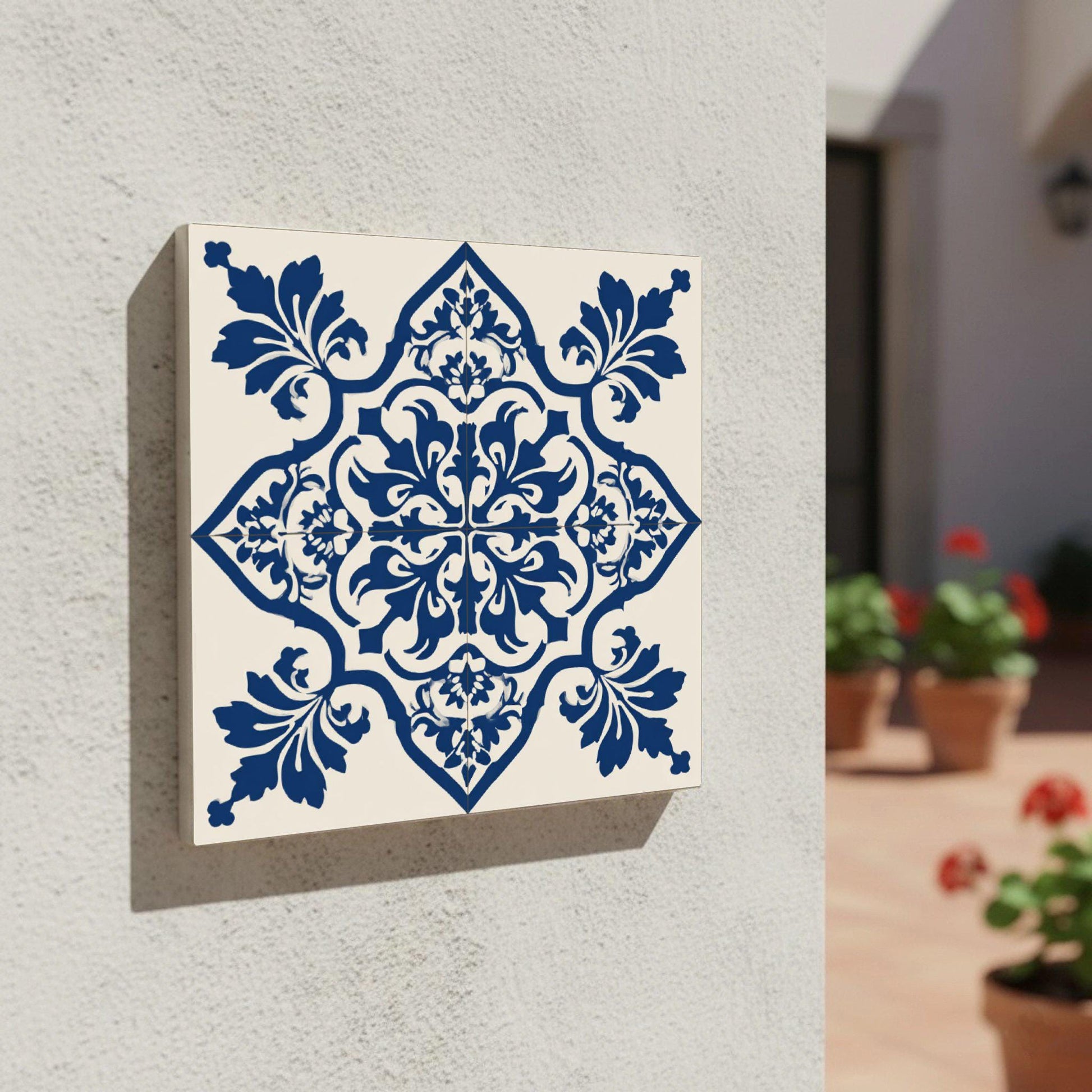 Indigo Baroque — Vintage-Style Ornament Ceramic Tile