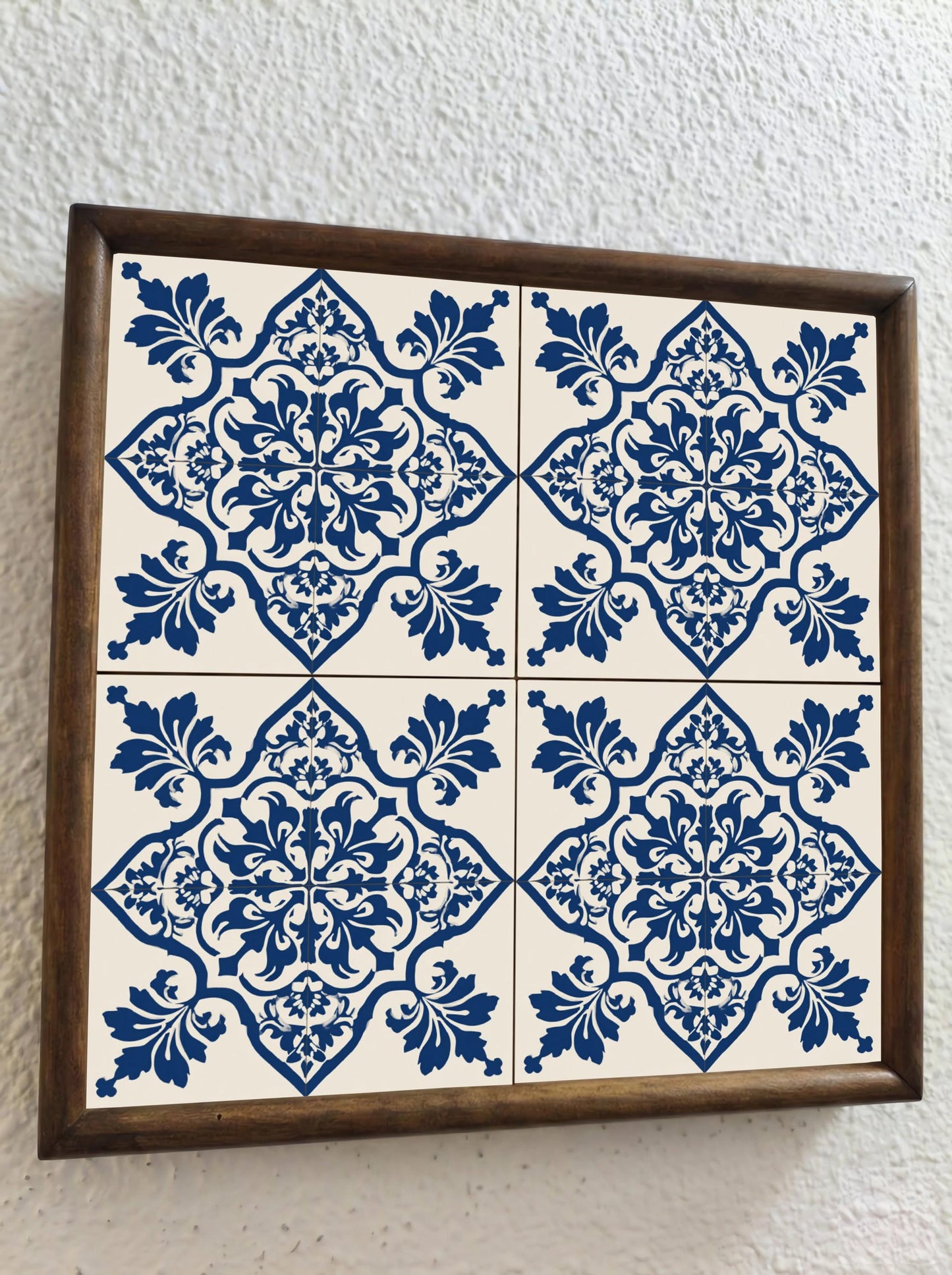 Indigo Baroque — Vintage-Style Ornament Ceramic Tile