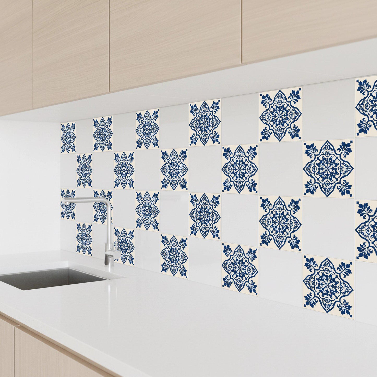 Indigo Baroque — Vintage-Style Ornament Ceramic Tile