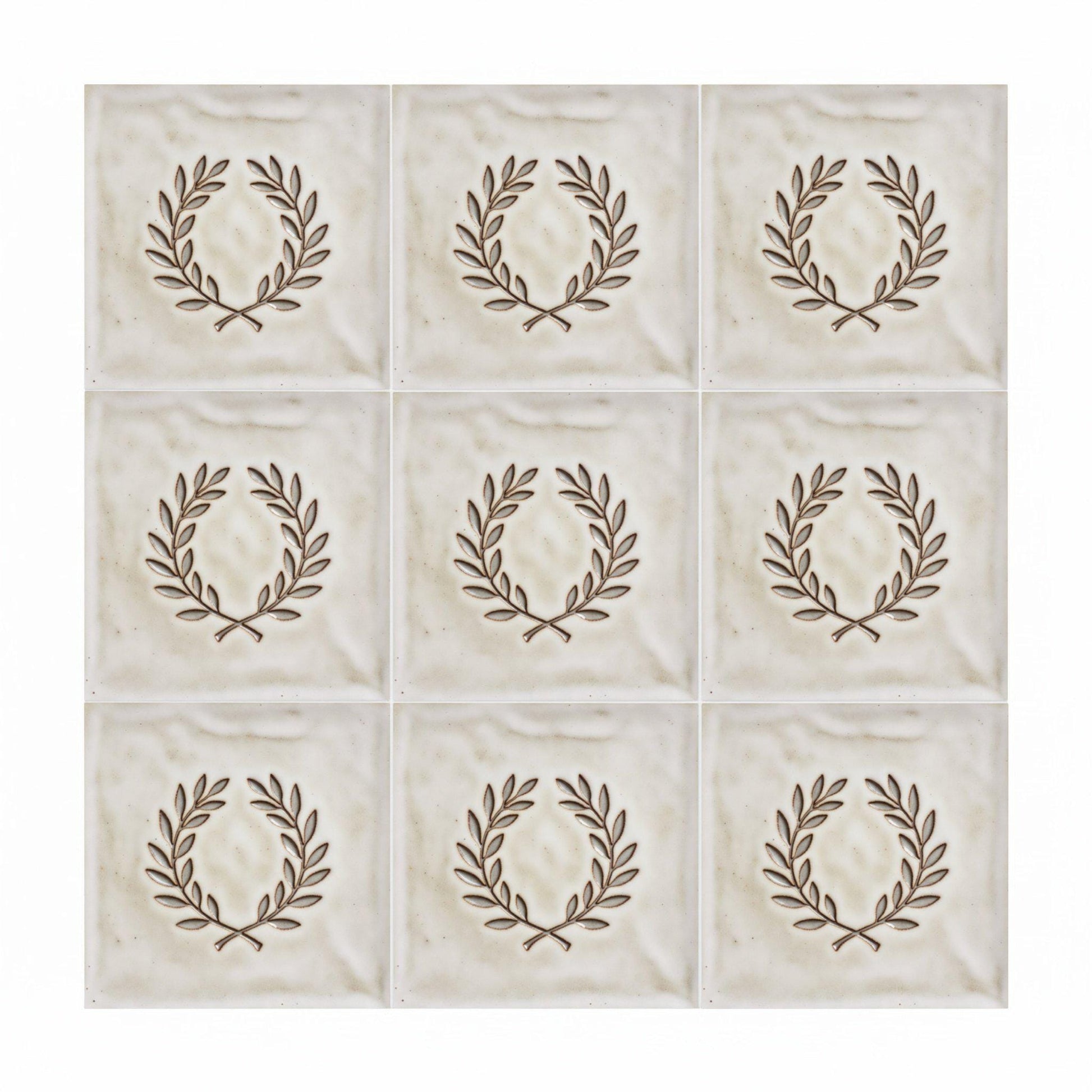 Fliese Lorbeerkranz Minimalistisch · Mediterranes Küsten-Dekor