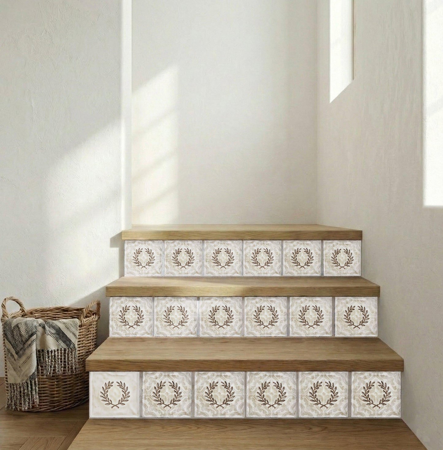 Fliese Lorbeerkranz Minimalistisch · Mediterranes Küsten-Dekor