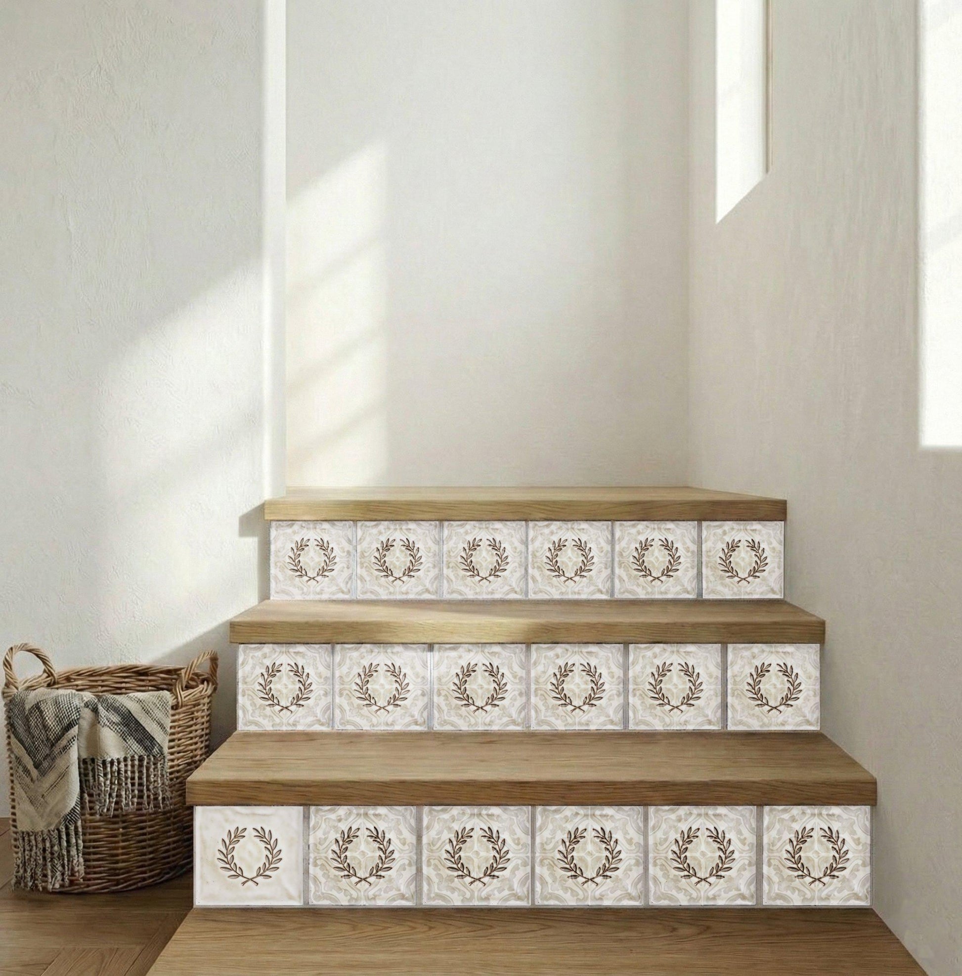 Fliese Lorbeerkranz Minimalistisch · Mediterranes Küsten-Dekor