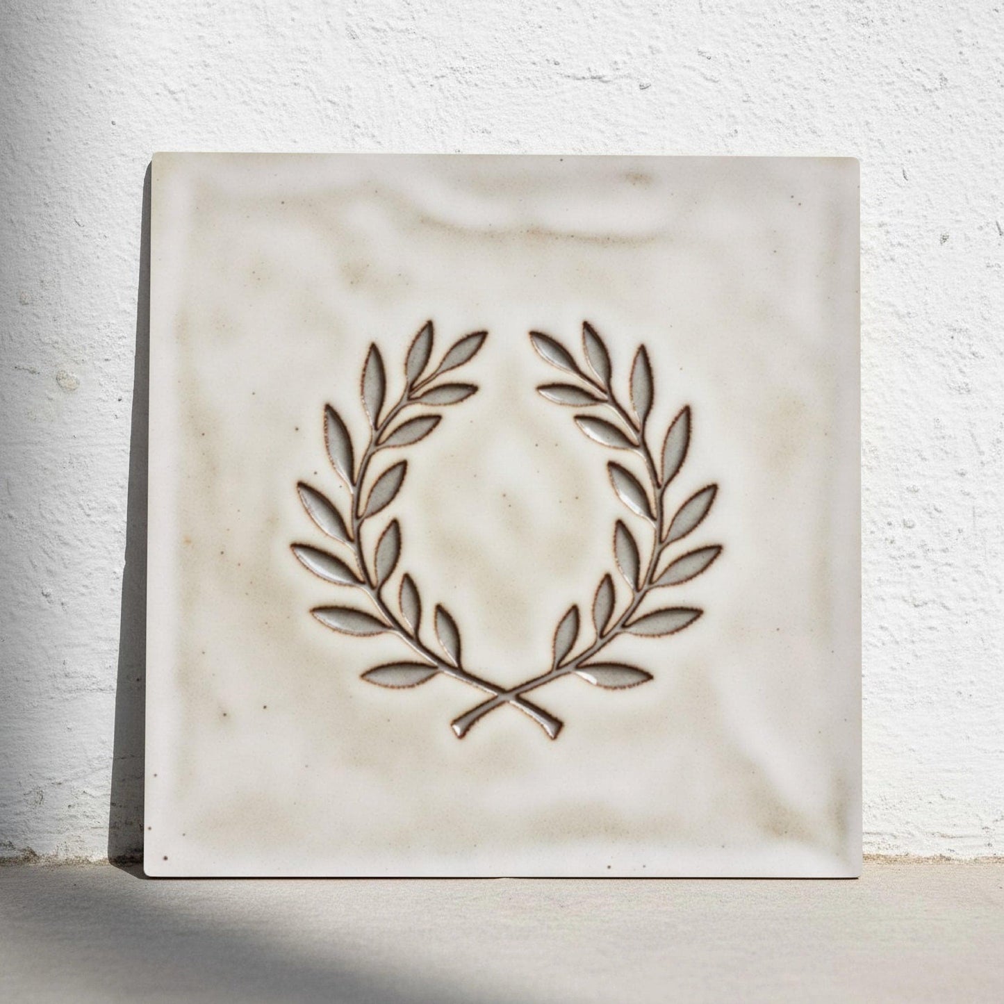 Fliese Lorbeerkranz Minimalistisch · Mediterranes Küsten-Dekor