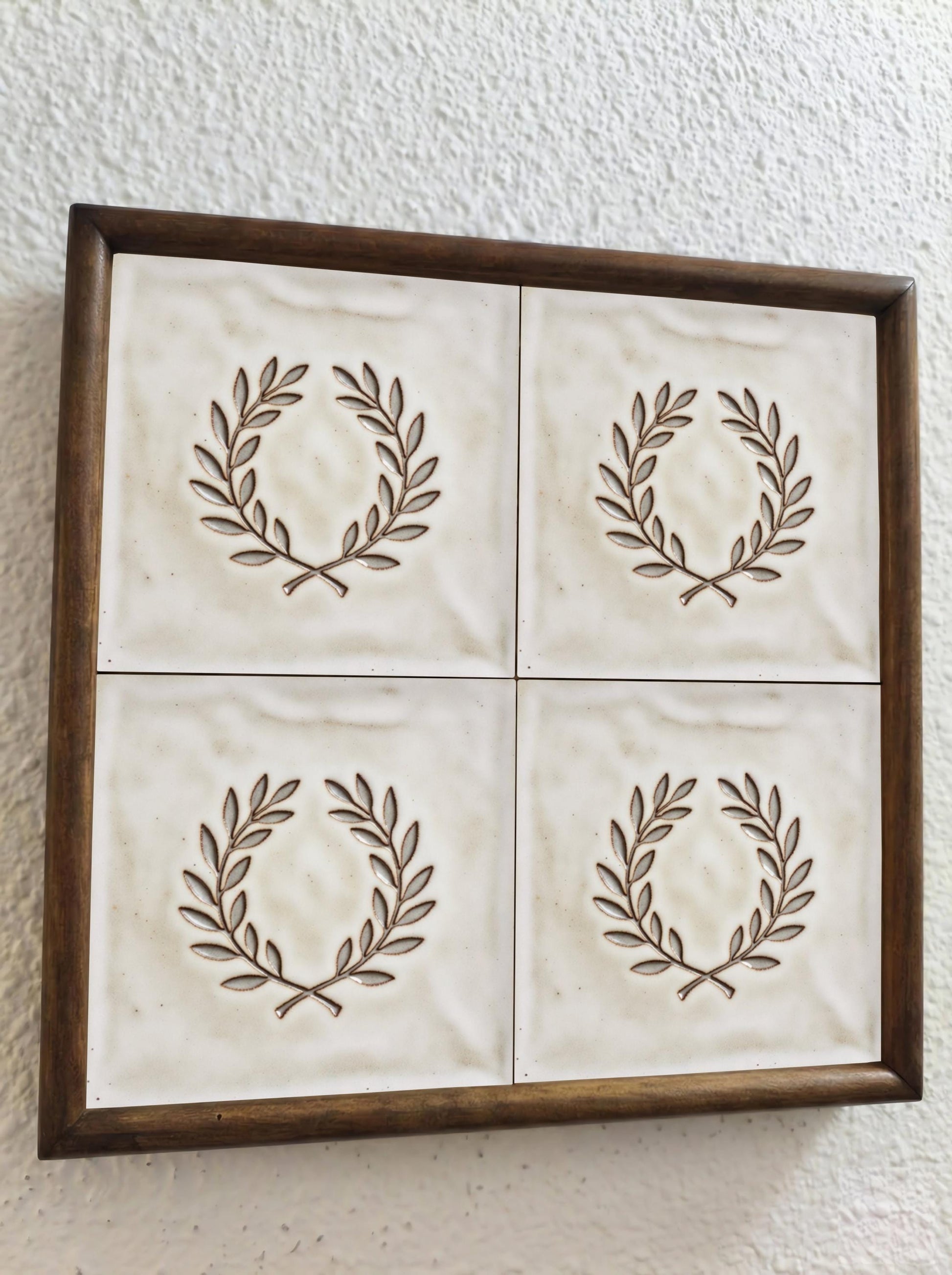 Fliese Lorbeerkranz Minimalistisch · Mediterranes Küsten-Dekor
