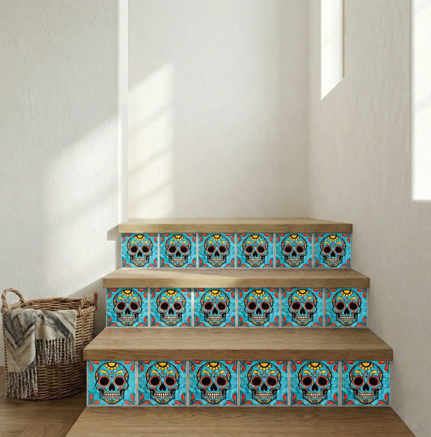 Mexican Sugar Skull · Ceramic Wall Tile — Vibrant Mexican Folk Tile